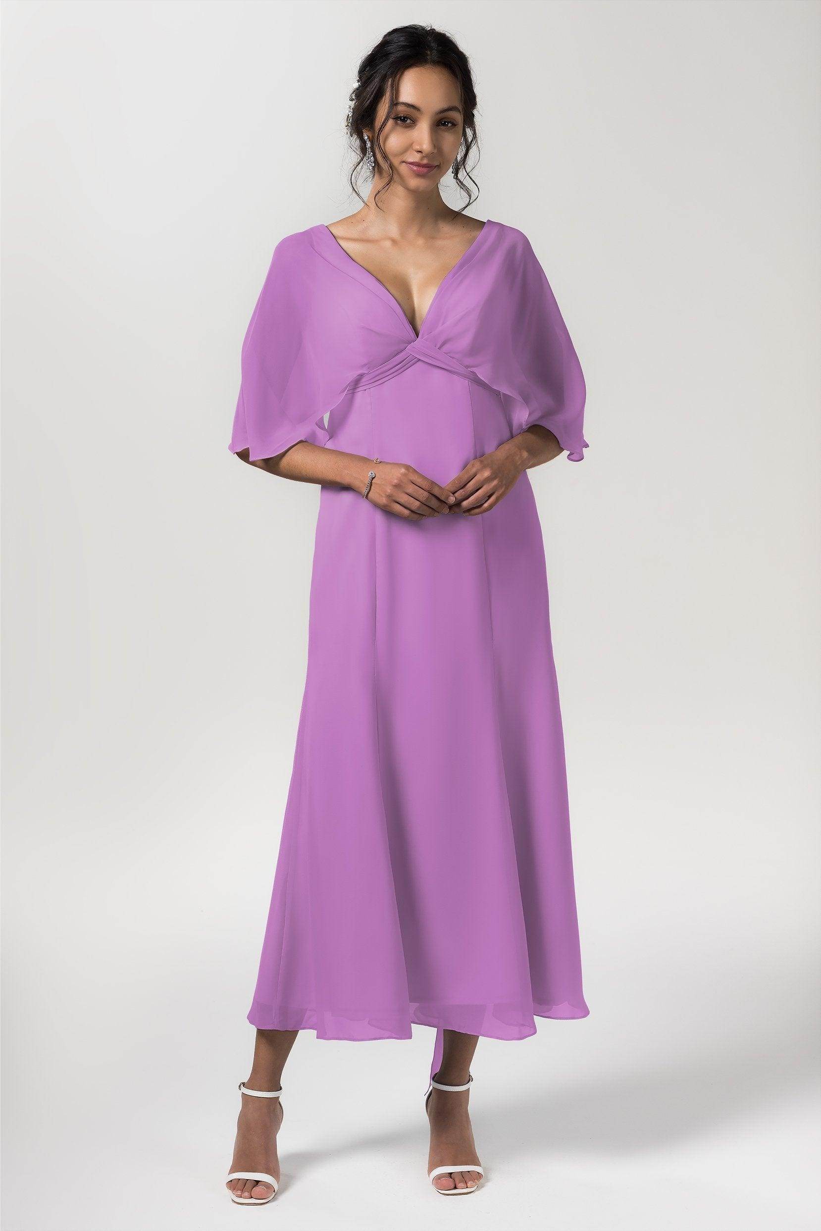 A-Line Tea Length Chiffon Bridesmaid Dress CB0553