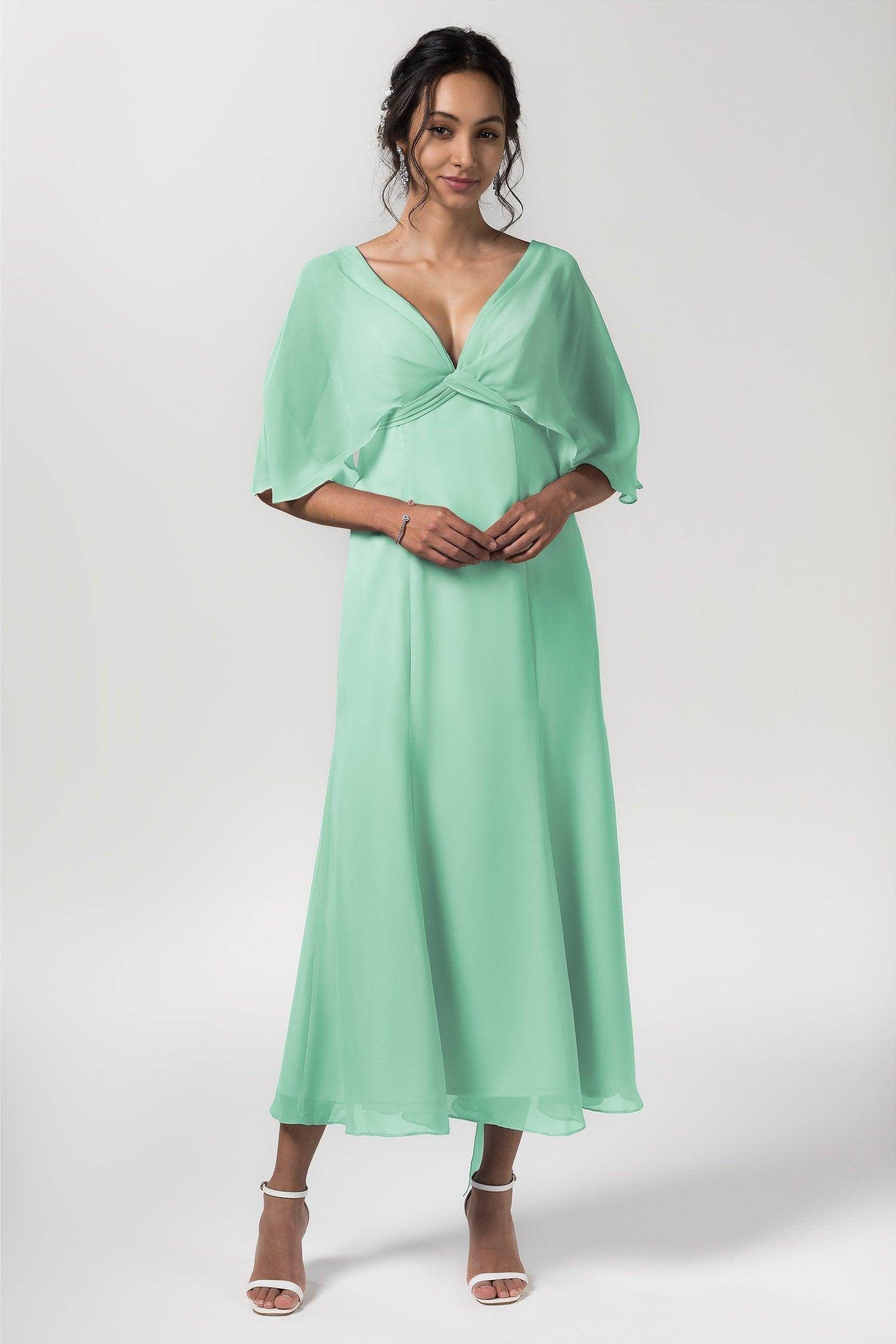 A-Line Tea Length Chiffon Bridesmaid Dress CB0553