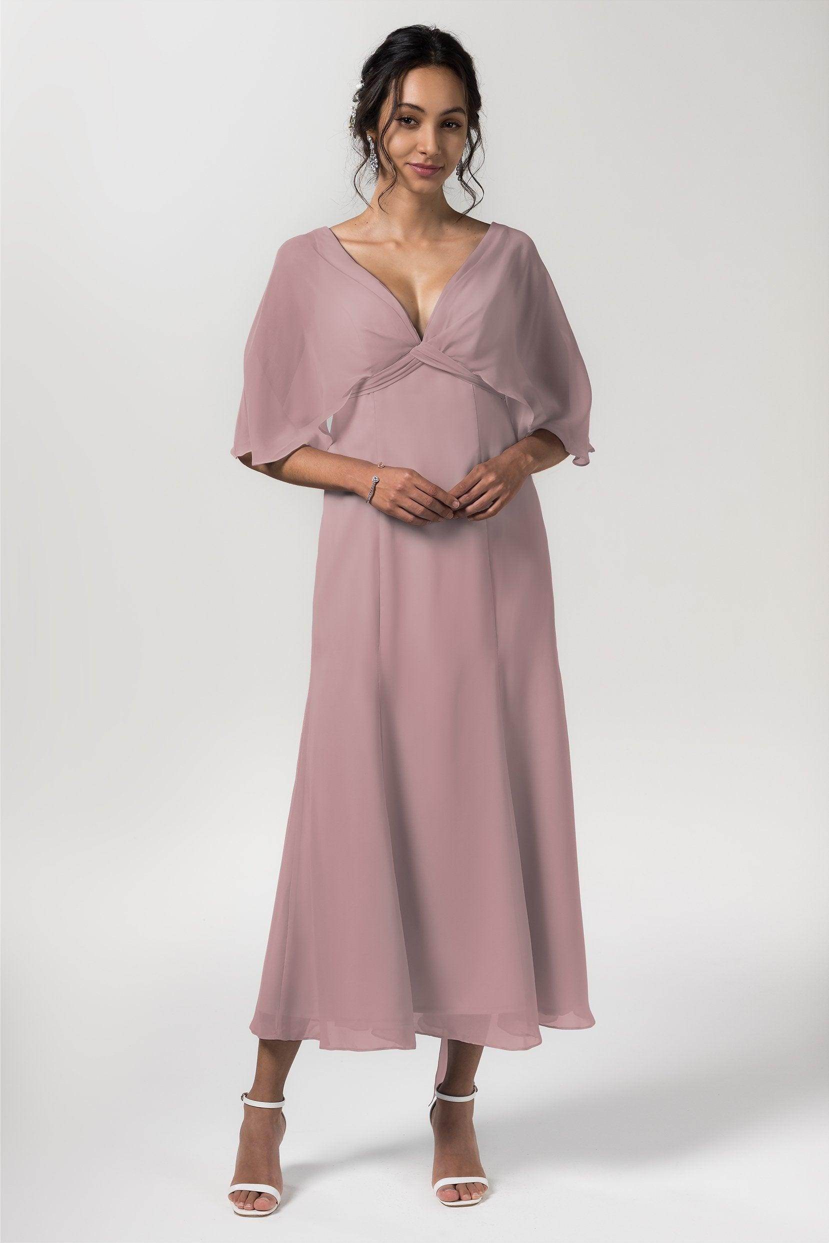 A-Line Tea Length Chiffon Bridesmaid Dress CB0553