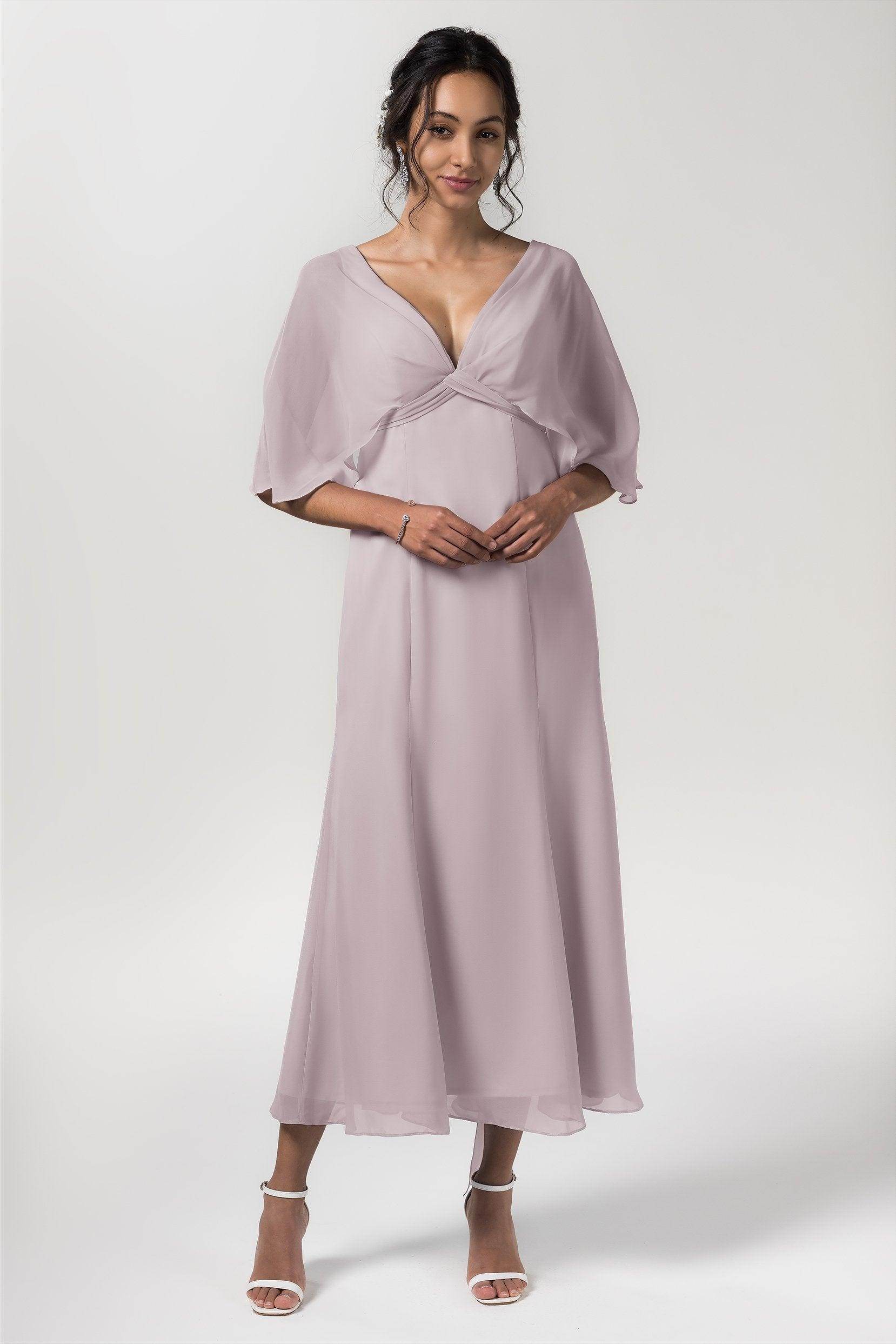 A-Line Tea Length Chiffon Bridesmaid Dress CB0553