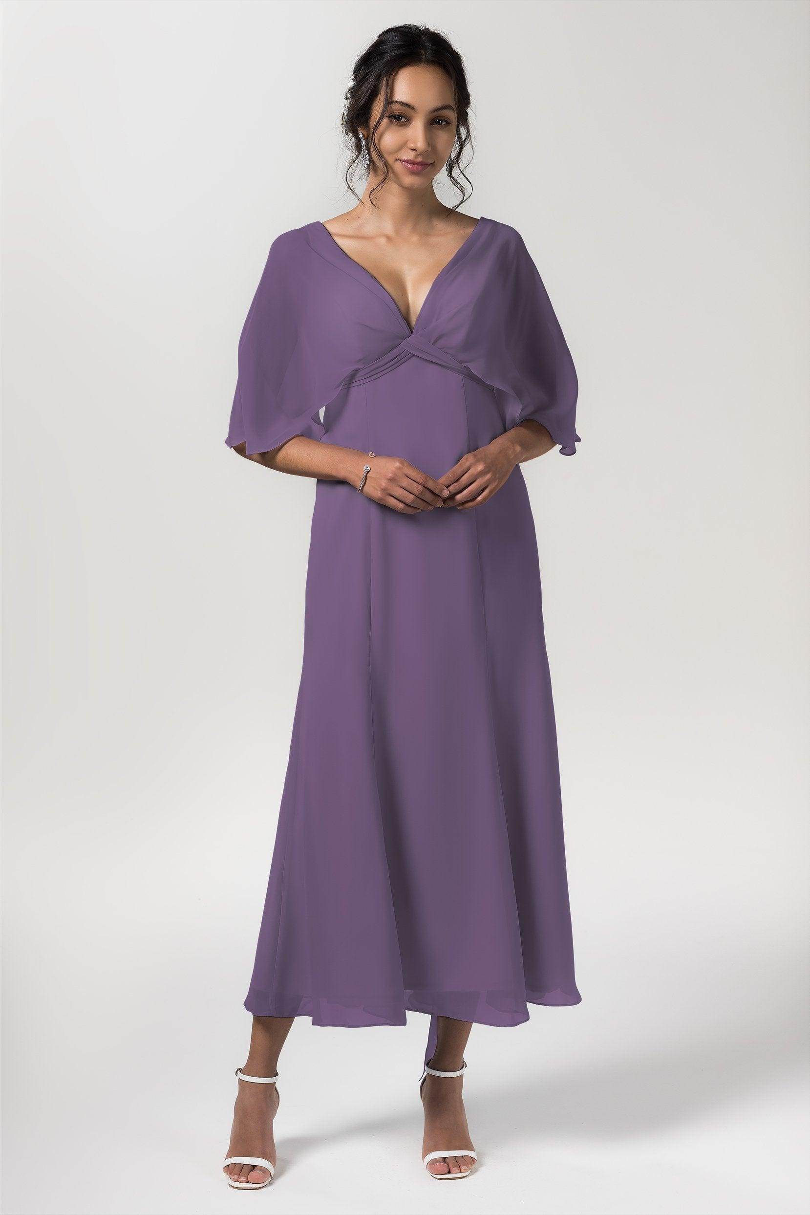 A-Line Tea Length Chiffon Bridesmaid Dress CB0553