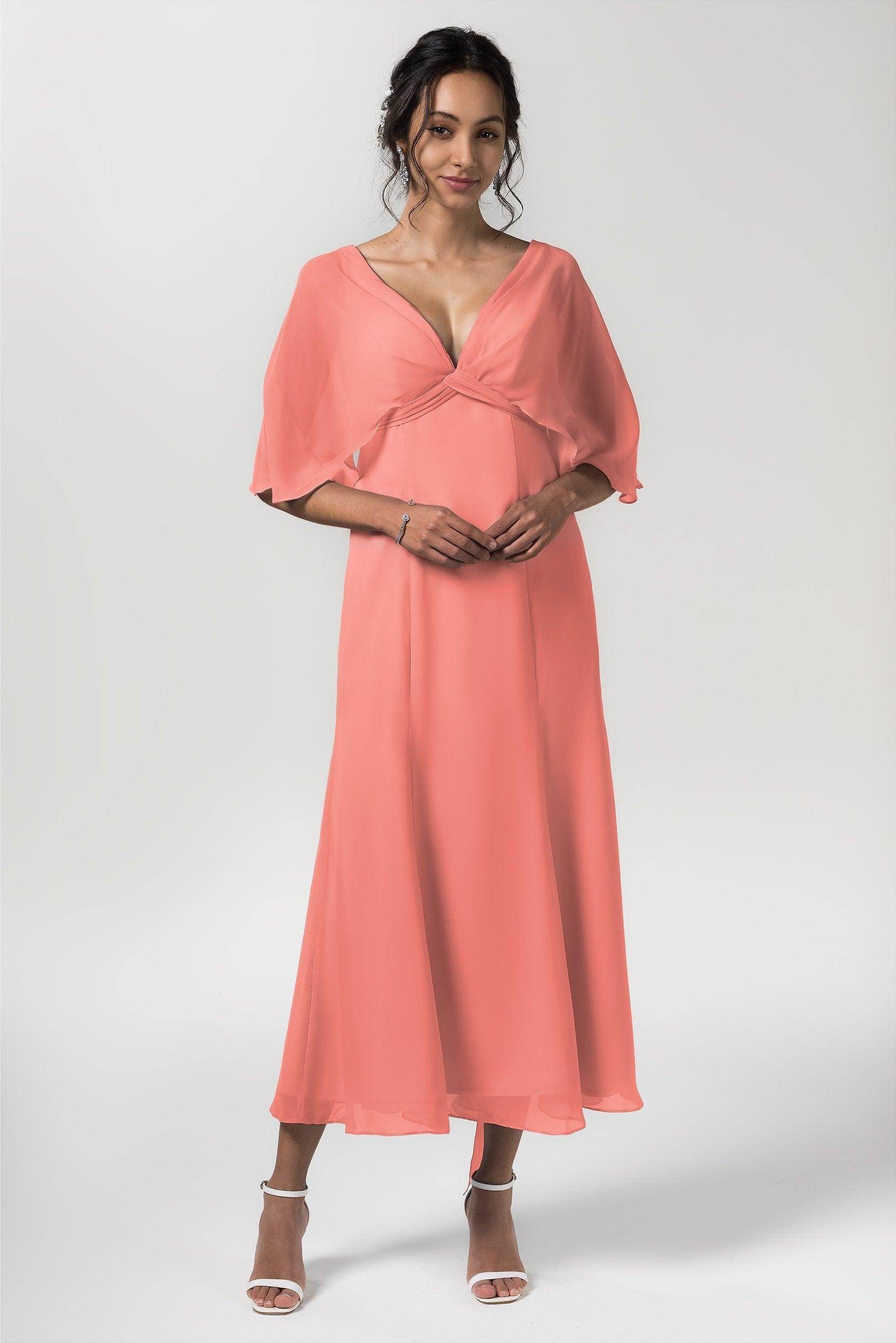 A-Line Tea Length Chiffon Bridesmaid Dress CB0553