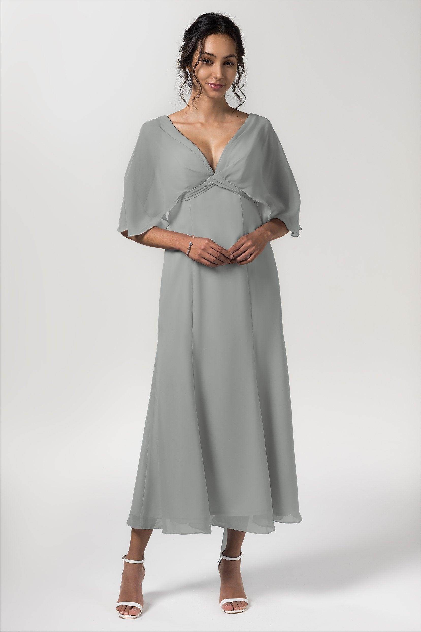 A-Line Tea Length Chiffon Bridesmaid Dress CB0553