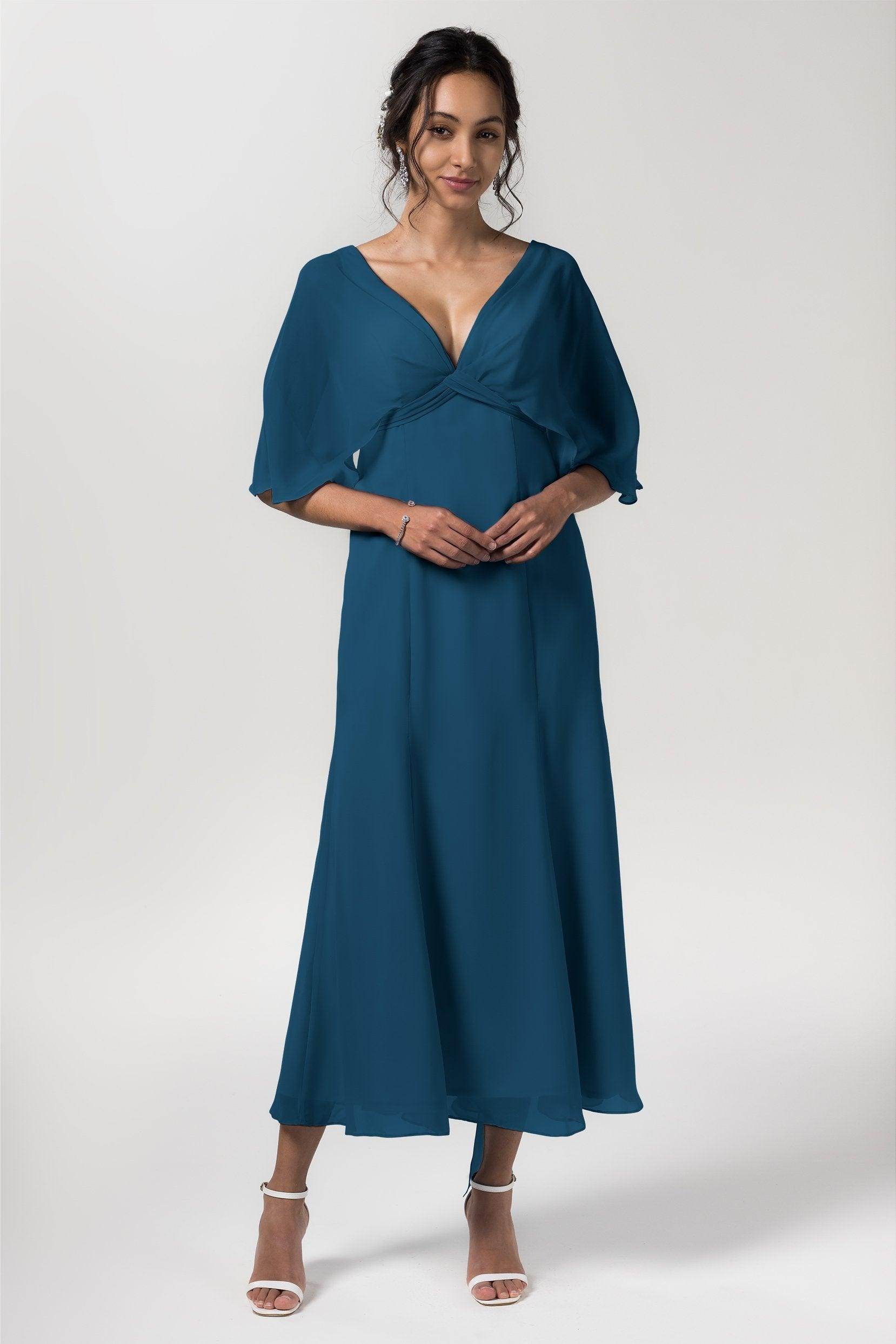 A-Line Tea Length Chiffon Bridesmaid Dress CB0553