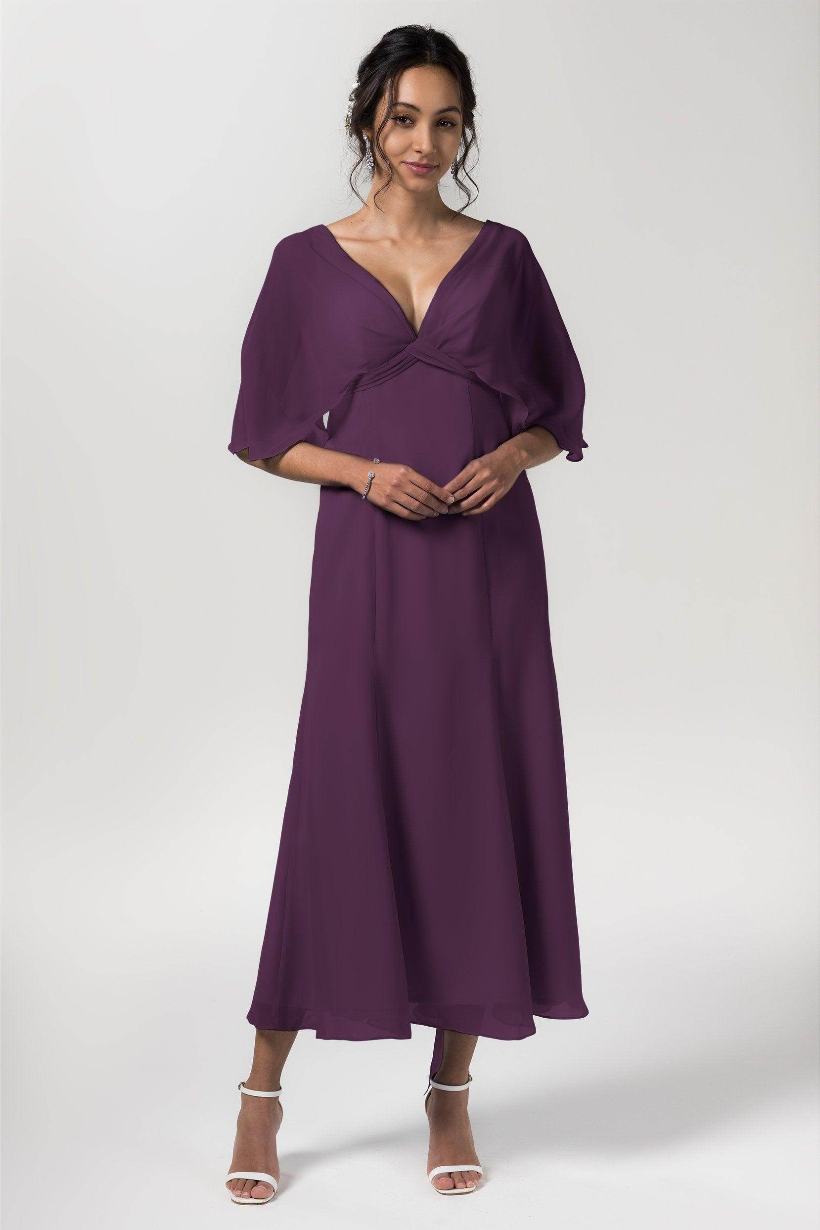 A-Line Tea Length Chiffon Bridesmaid Dress CB0553