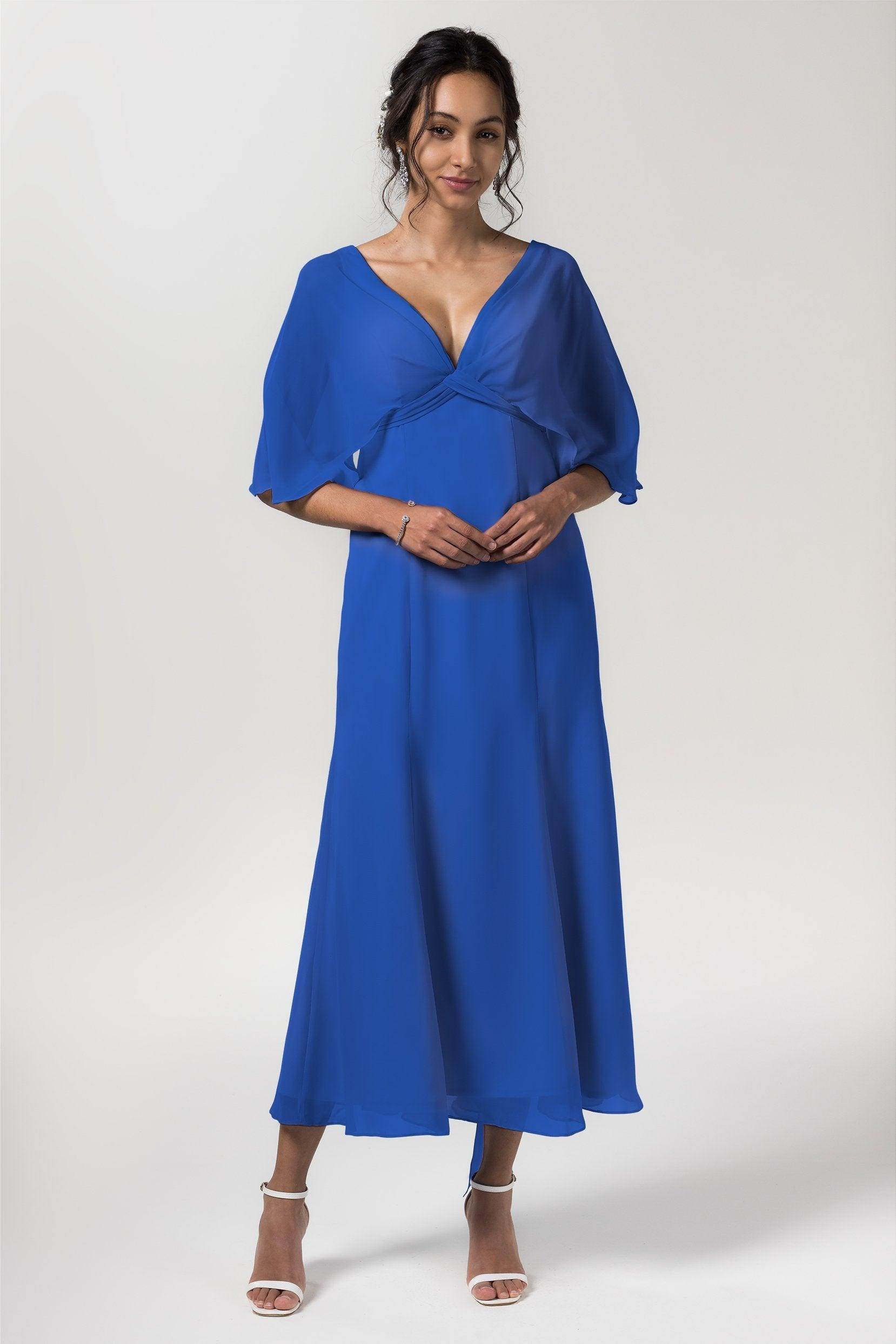 A-Line Tea Length Chiffon Bridesmaid Dress CB0553