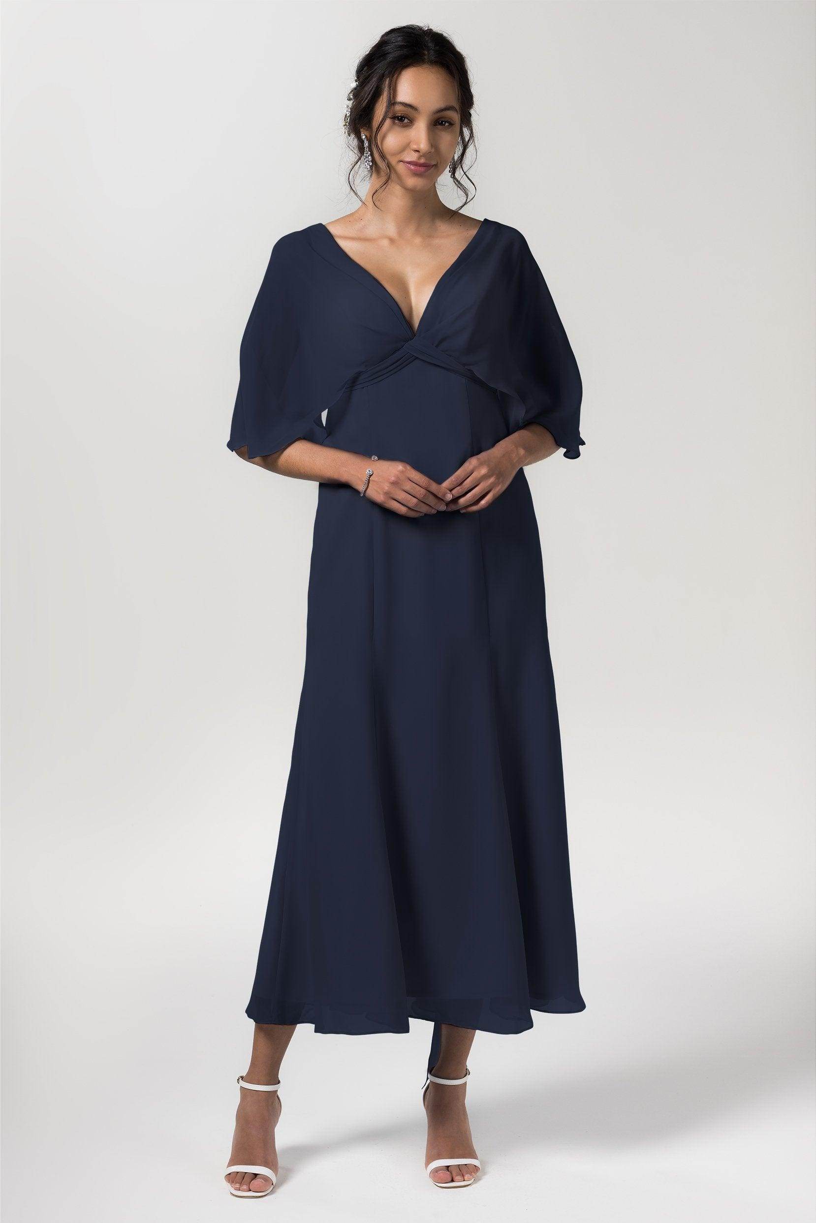 A-Line Tea Length Chiffon Bridesmaid Dress CB0553