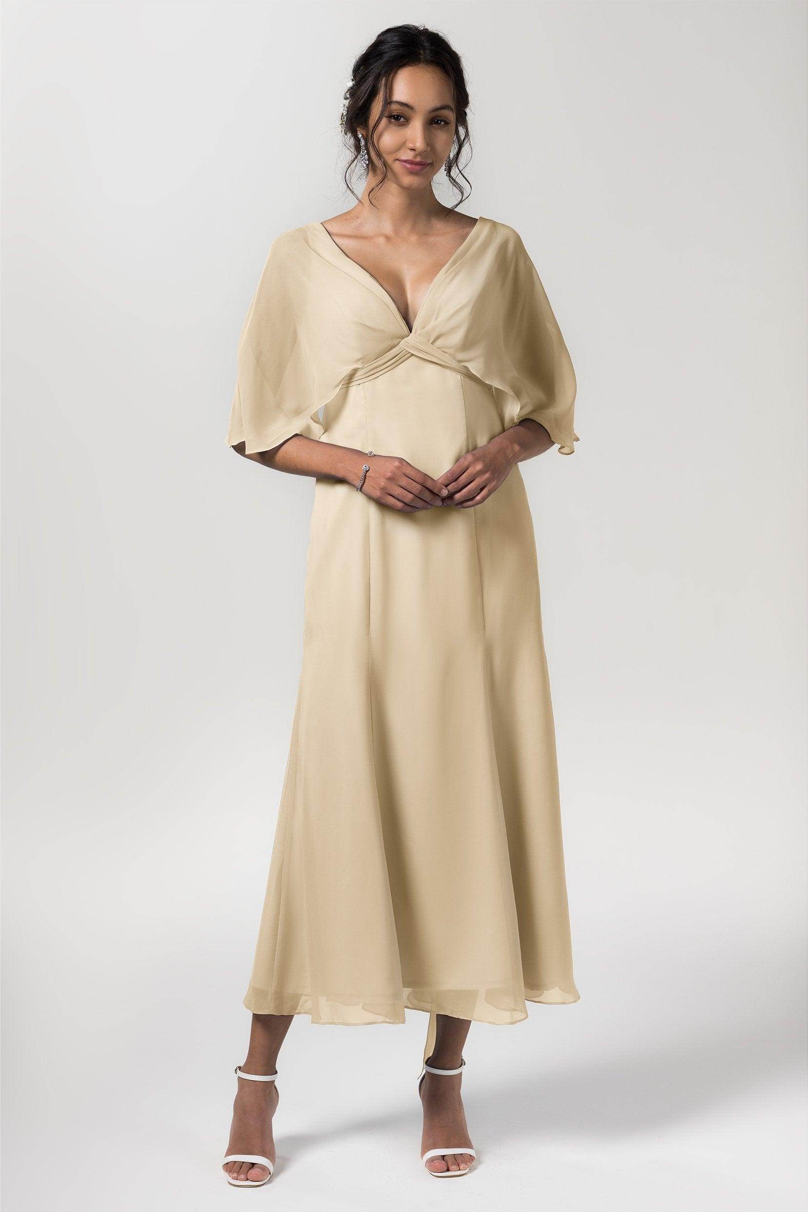 A-Line Tea Length Chiffon Bridesmaid Dress CB0553