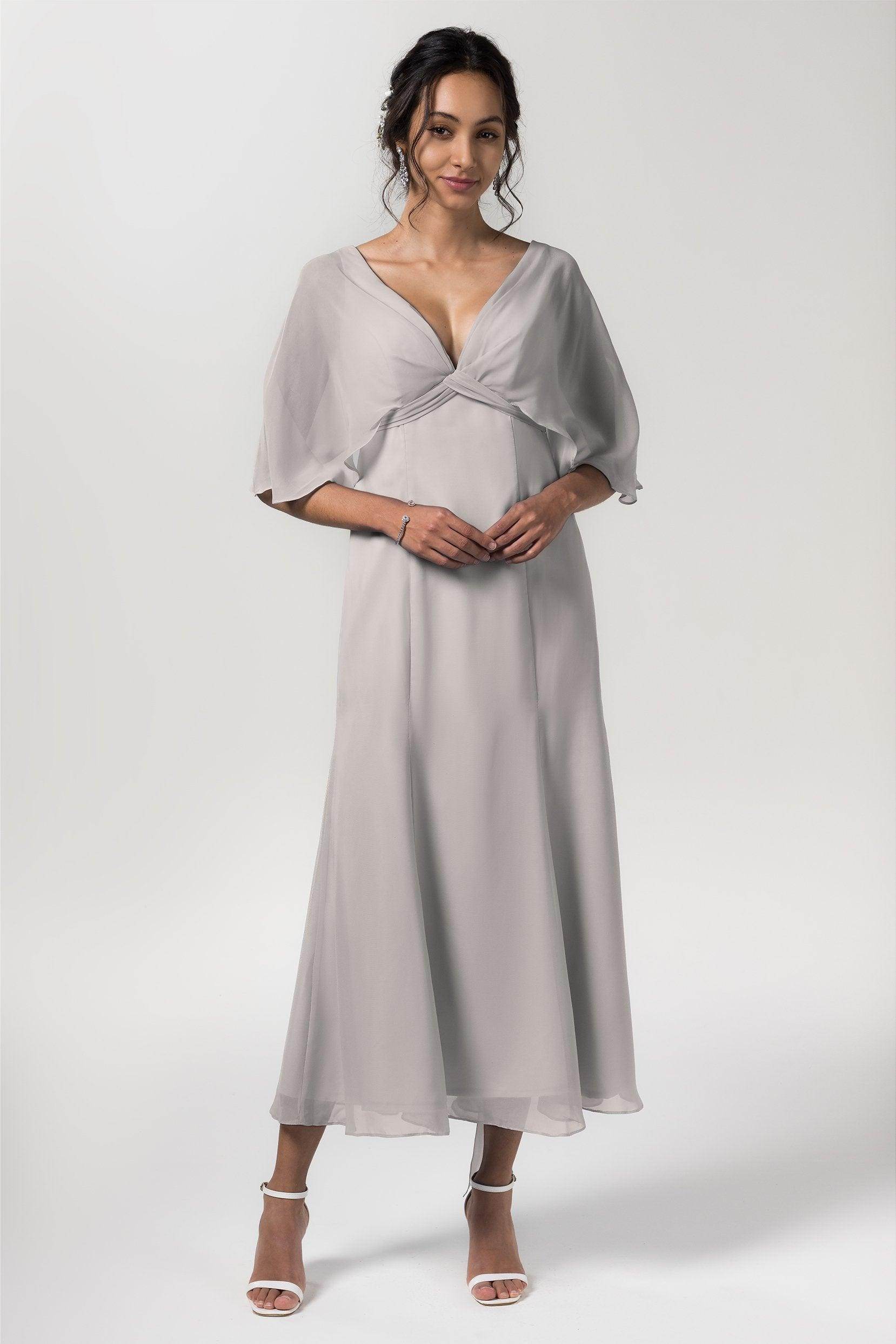 A-Line Tea Length Chiffon Bridesmaid Dress CB0553
