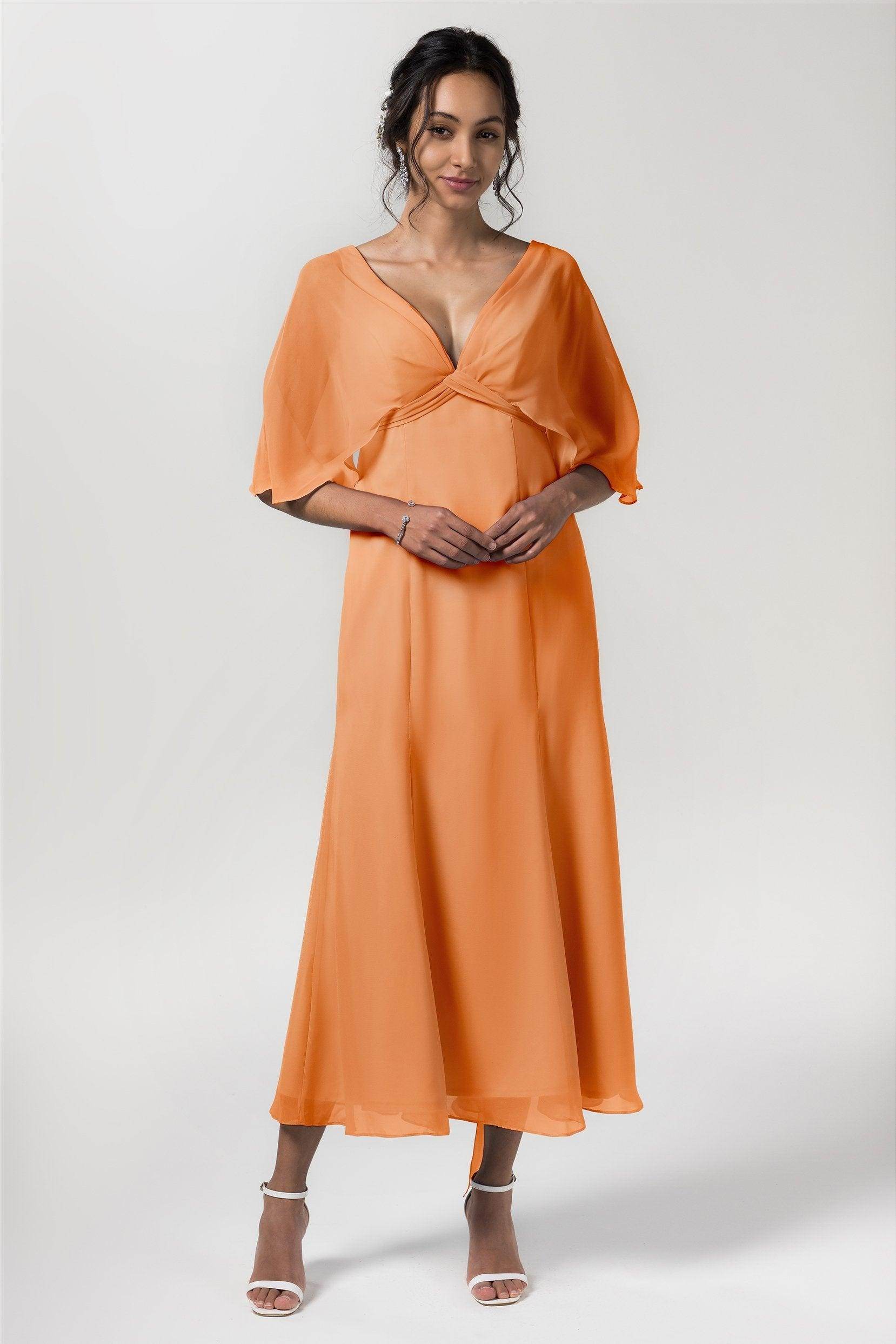 A-Line Tea Length Chiffon Bridesmaid Dress CB0553