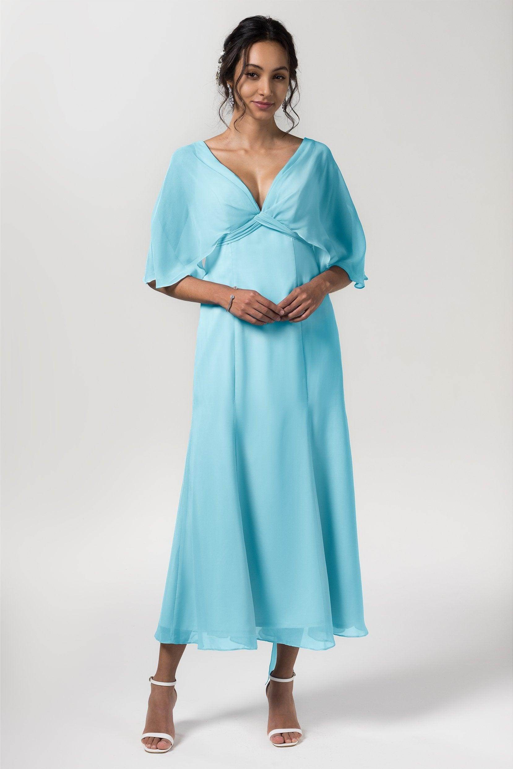 A-Line Tea Length Chiffon Bridesmaid Dress CB0553