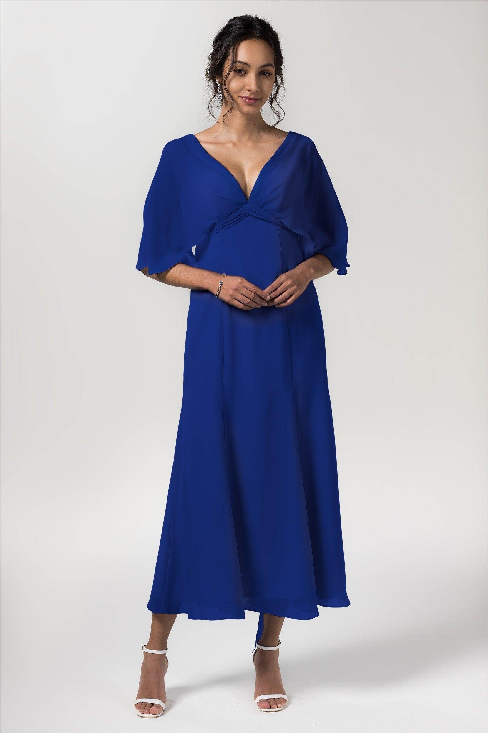 A-Line Tea Length Chiffon Bridesmaid Dress CB0553