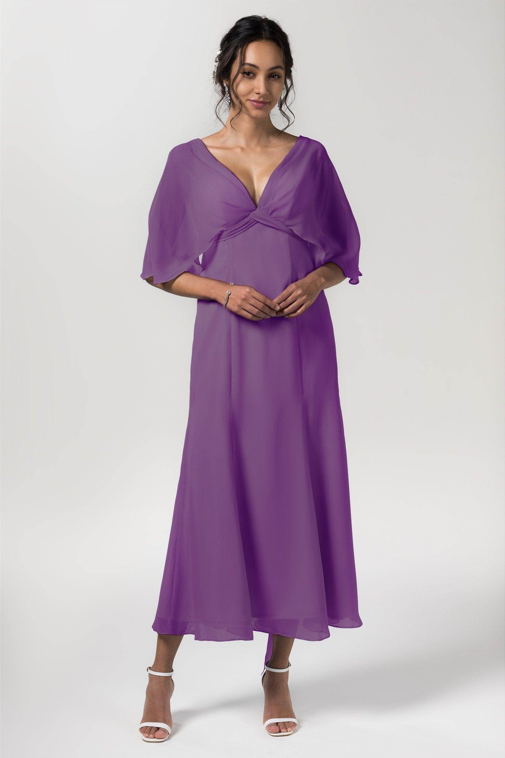 A-Line Tea Length Chiffon Bridesmaid Dress CB0553