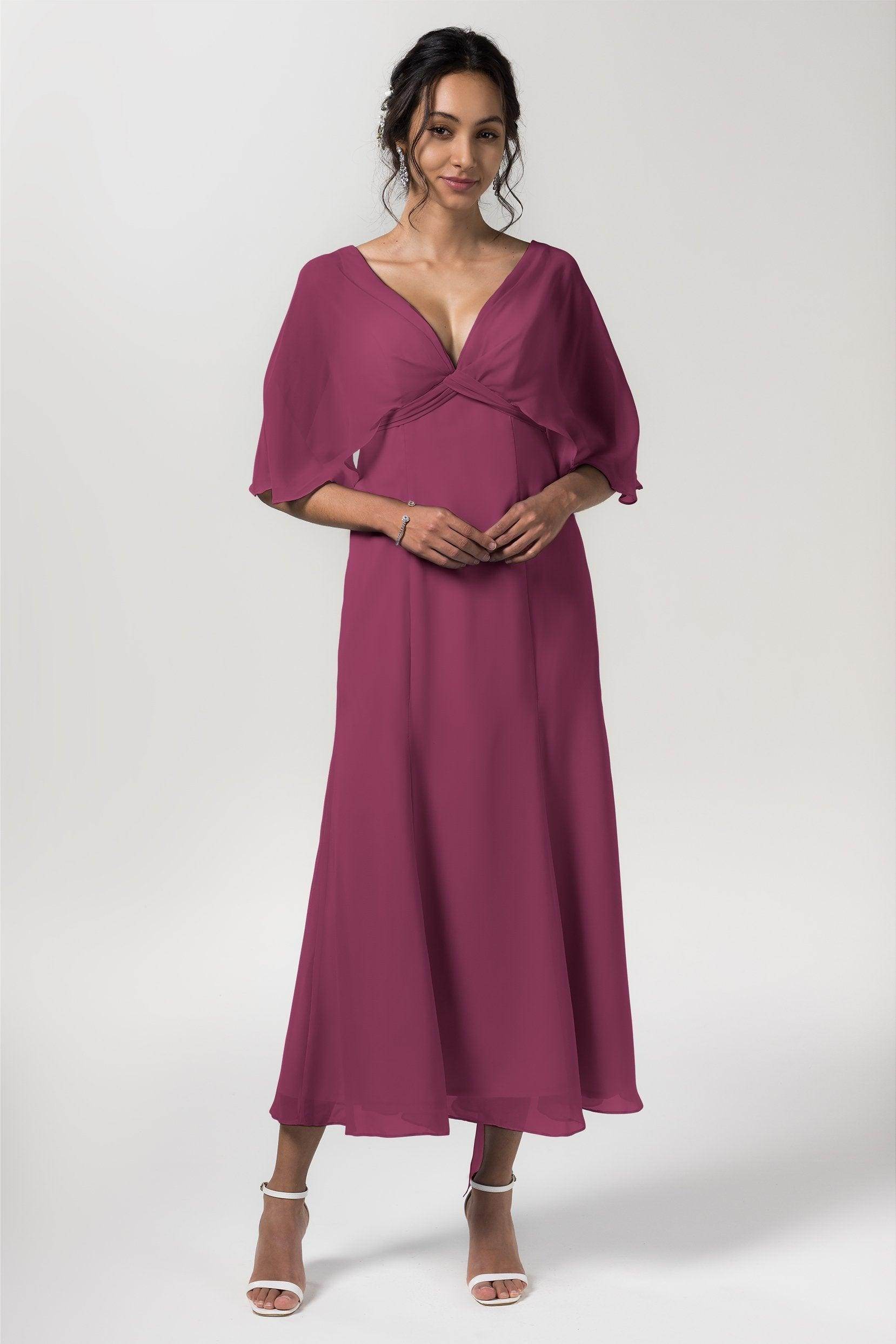 A-Line Tea Length Chiffon Bridesmaid Dress CB0553