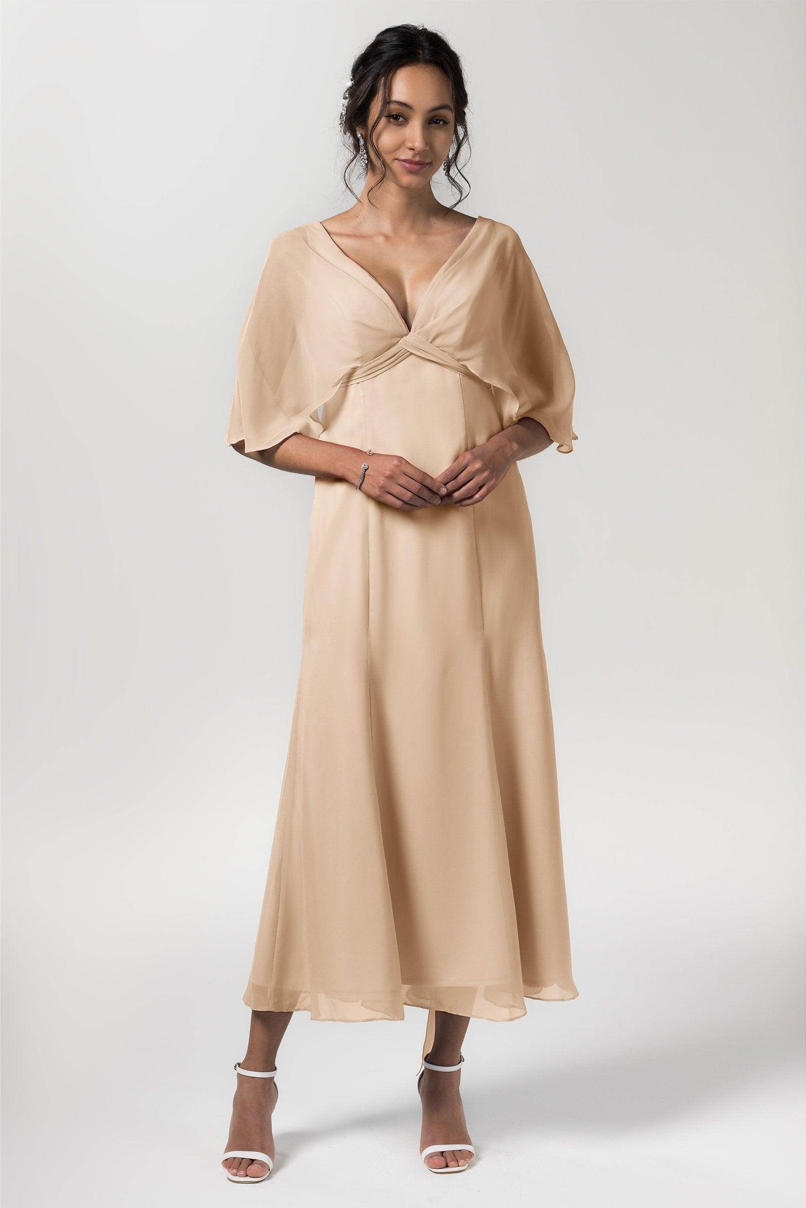 A-Line Tea Length Chiffon Bridesmaid Dress CB0553
