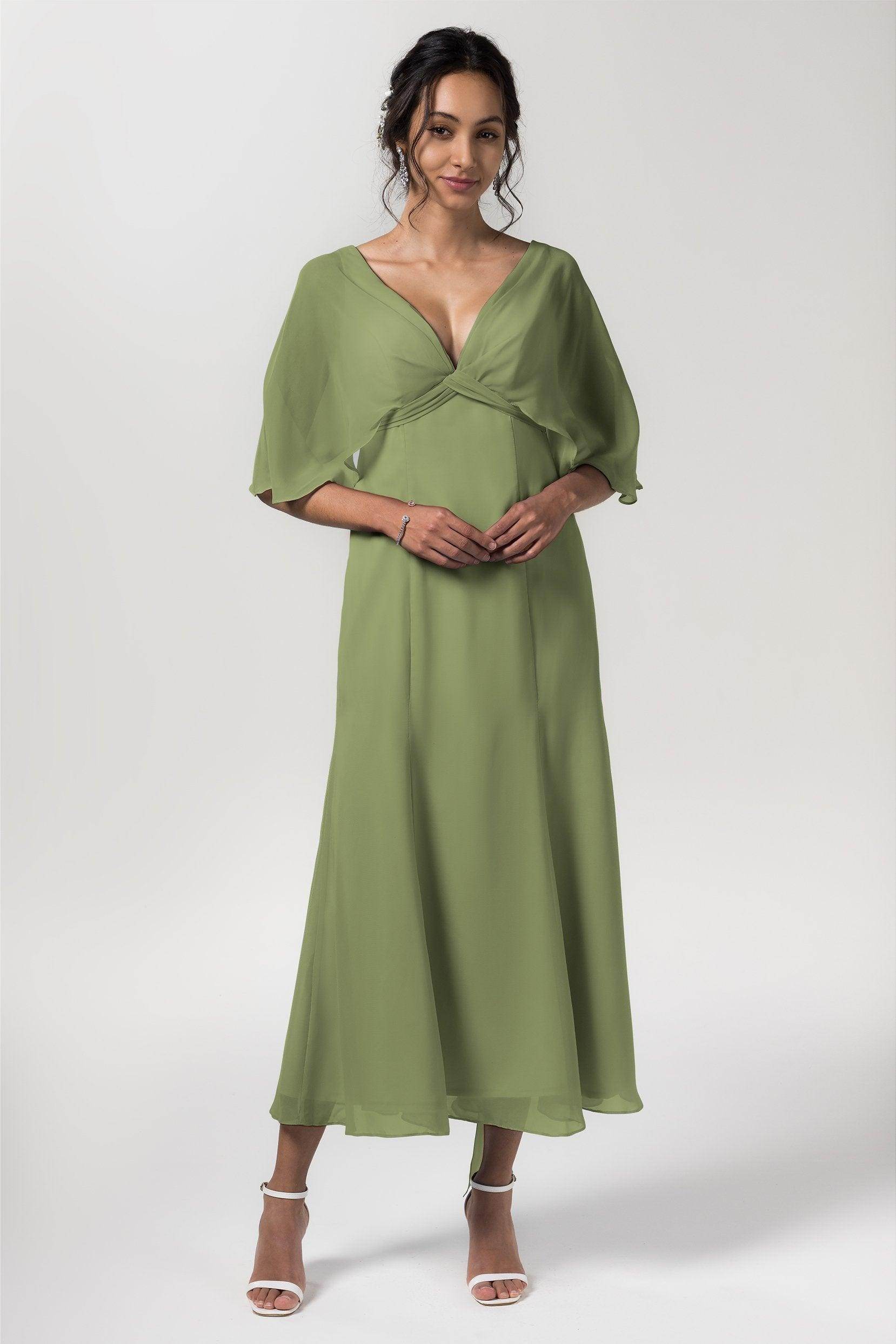 A-Line Tea Length Chiffon Bridesmaid Dress CB0553