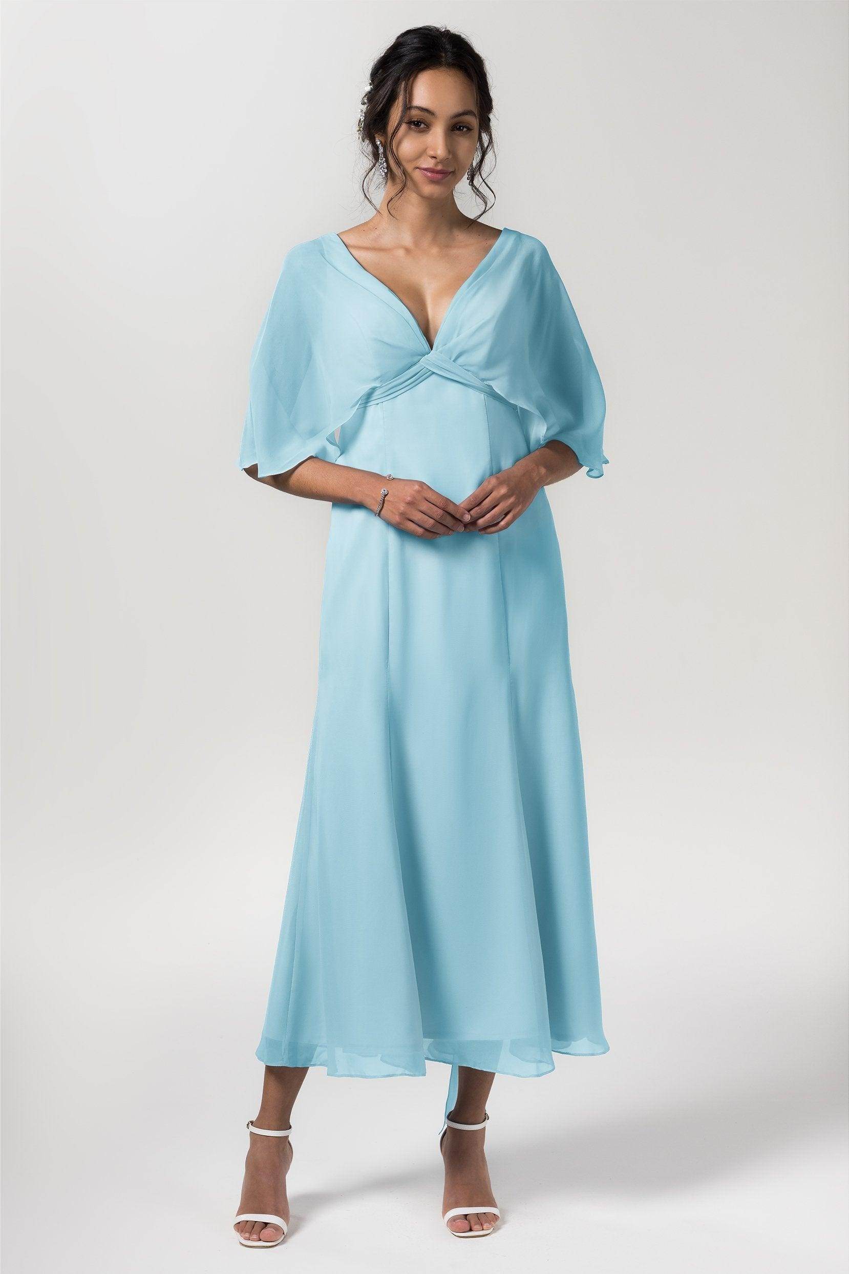 A-Line Tea Length Chiffon Bridesmaid Dress CB0553