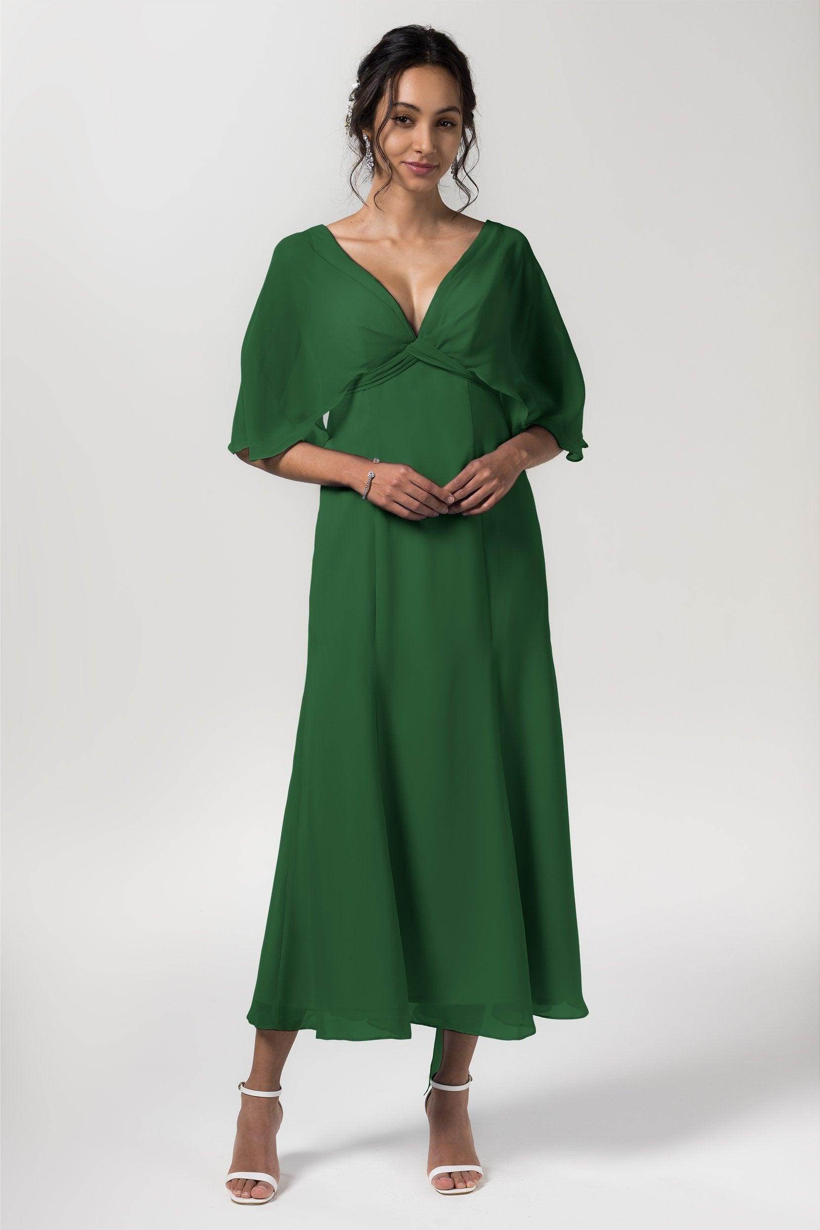 A-Line Tea Length Chiffon Bridesmaid Dress CB0553