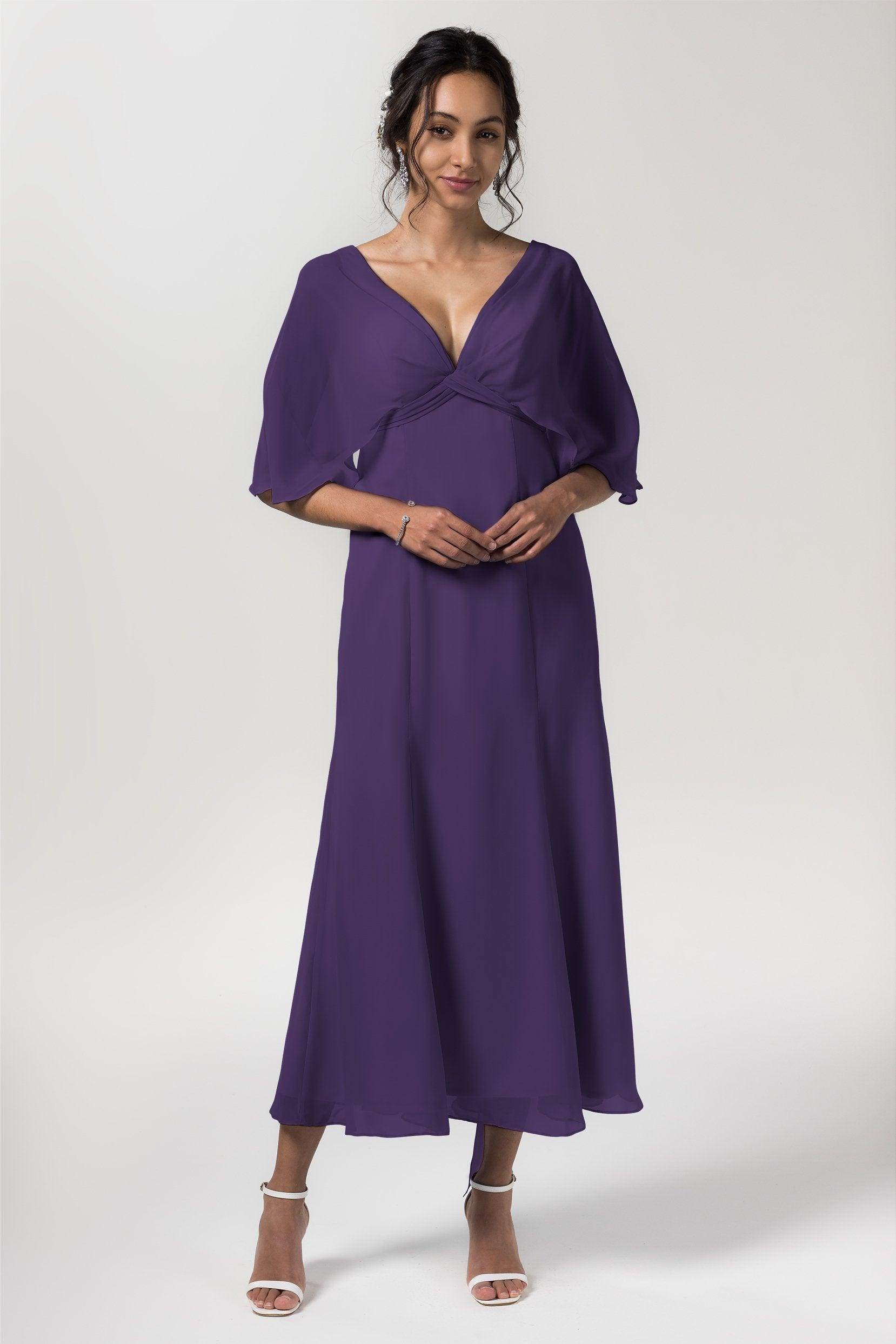 A-Line Tea Length Chiffon Bridesmaid Dress CB0553