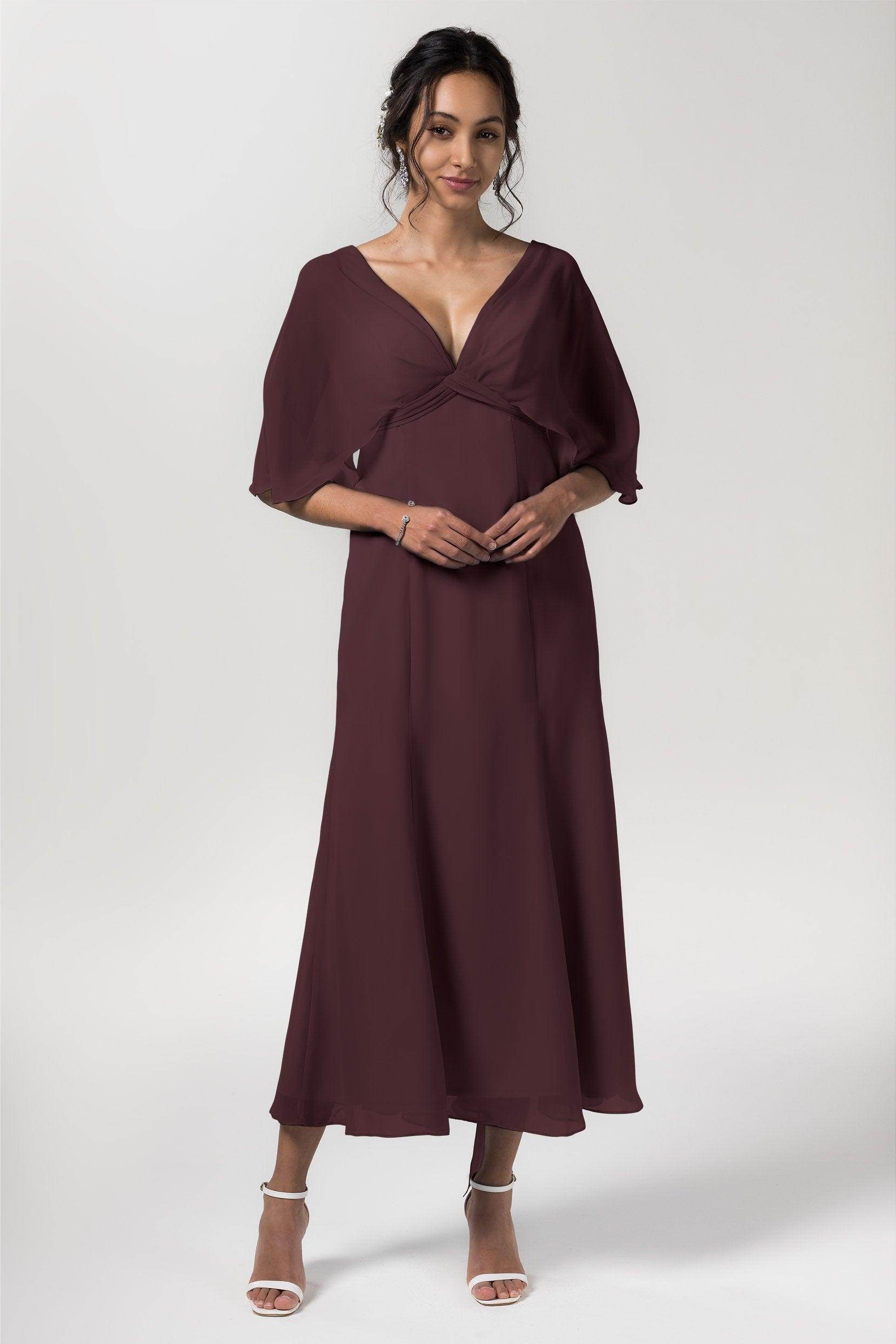 A-Line Tea Length Chiffon Bridesmaid Dress CB0553