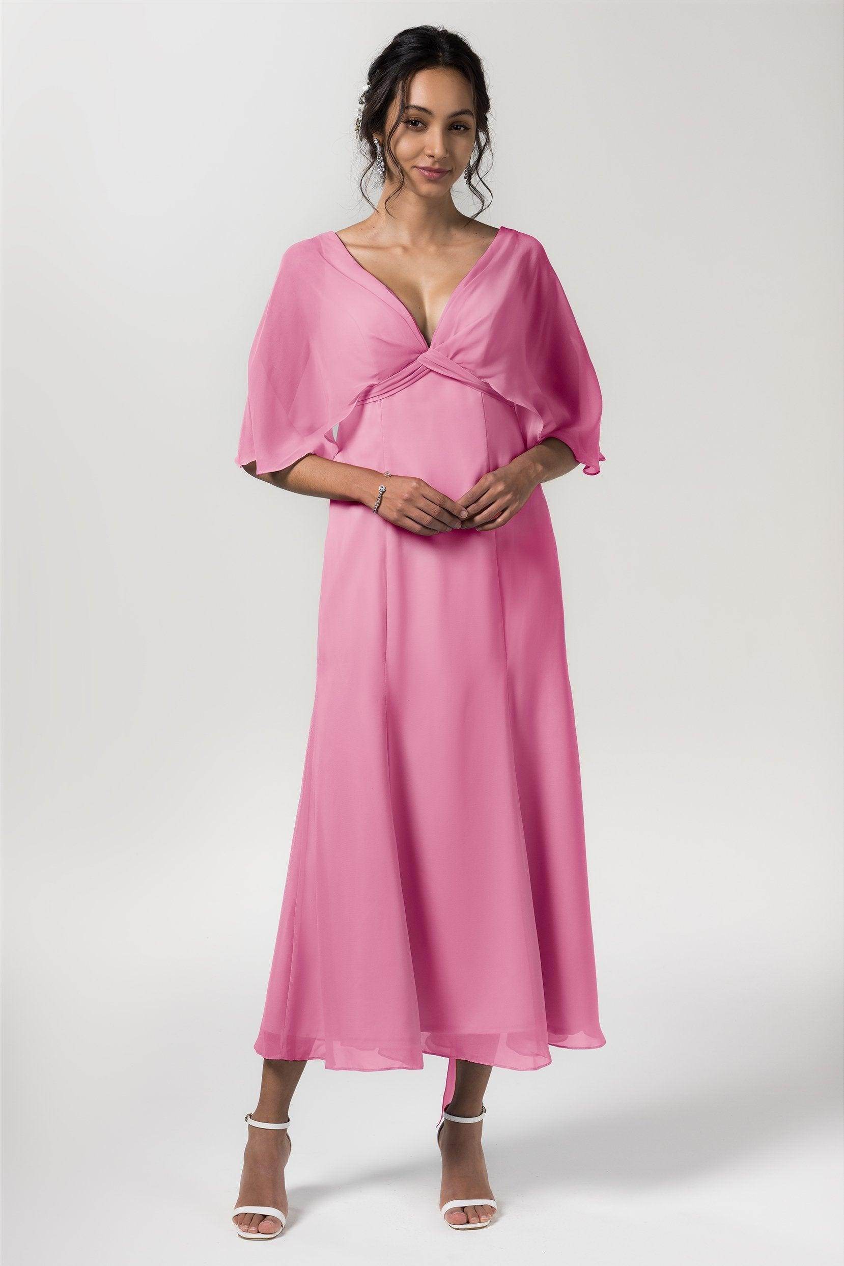 A-Line Tea Length Chiffon Bridesmaid Dress CB0553