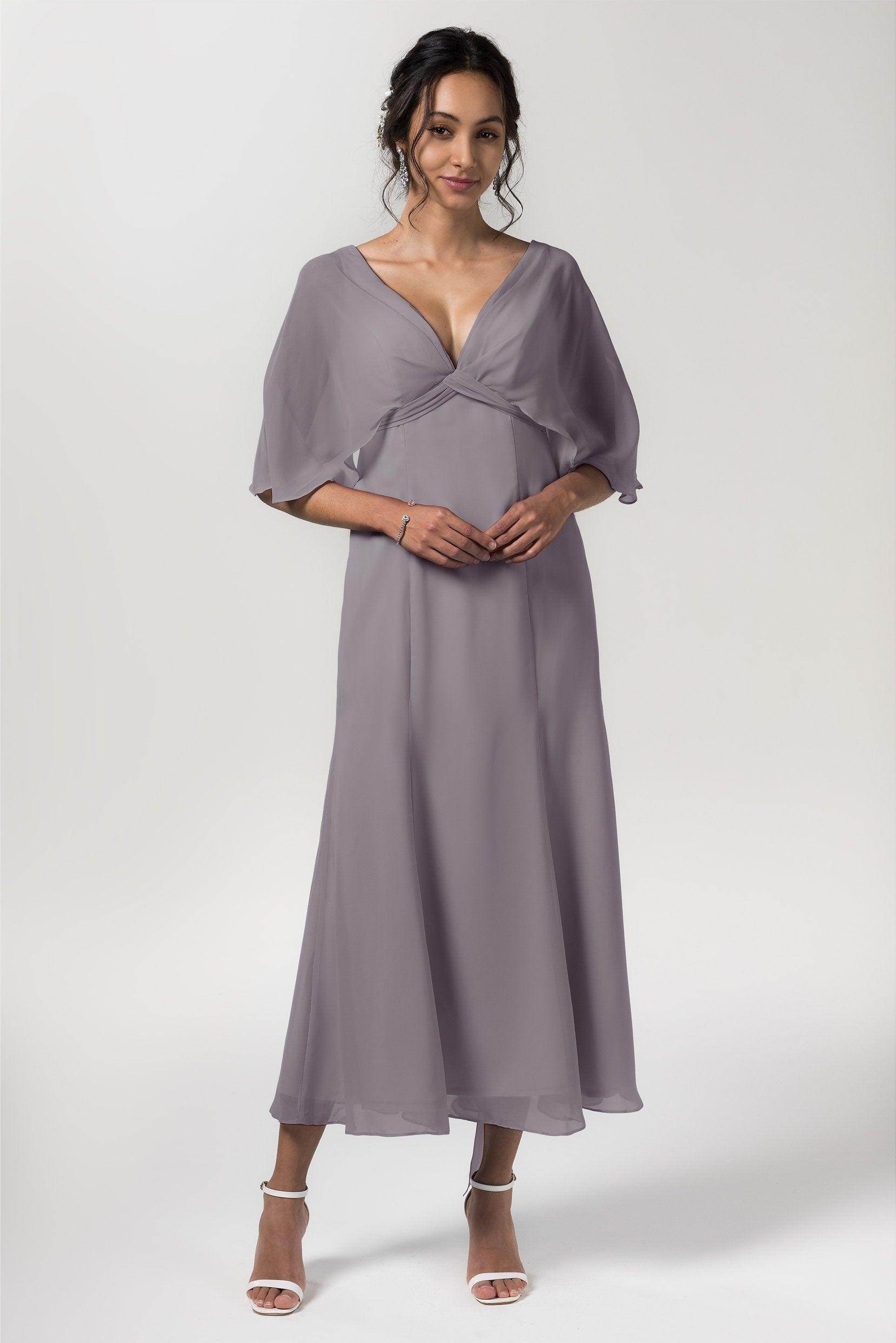 A-Line Tea Length Chiffon Bridesmaid Dress CB0553