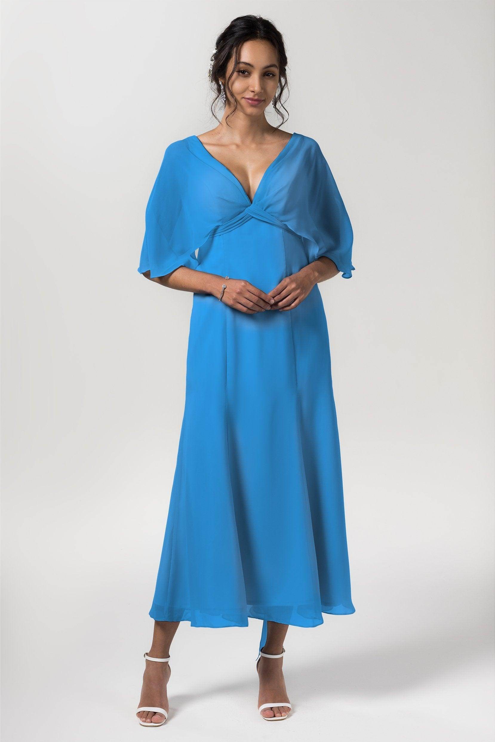 A-Line Tea Length Chiffon Bridesmaid Dress CB0553