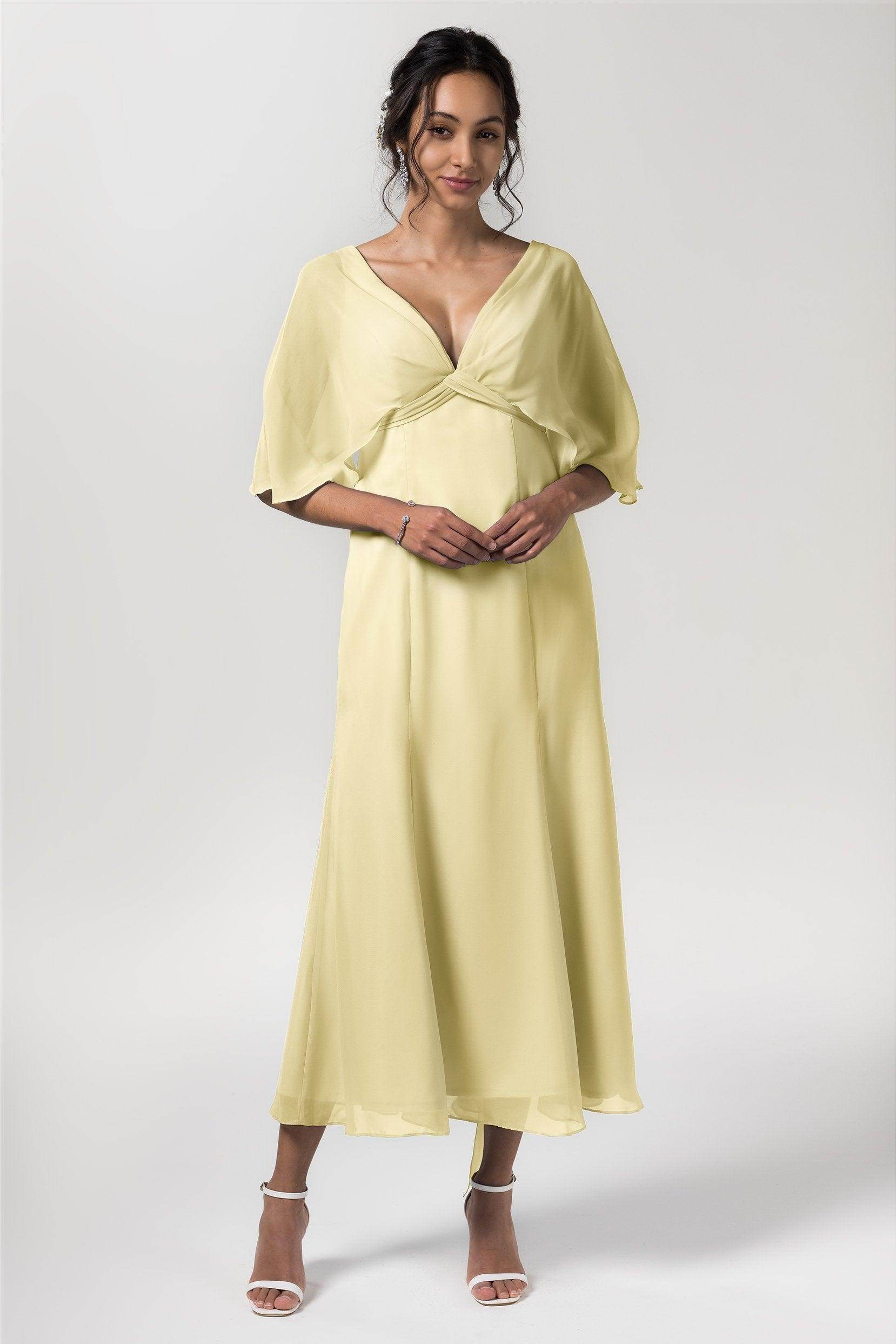 A-Line Tea Length Chiffon Bridesmaid Dress CB0553