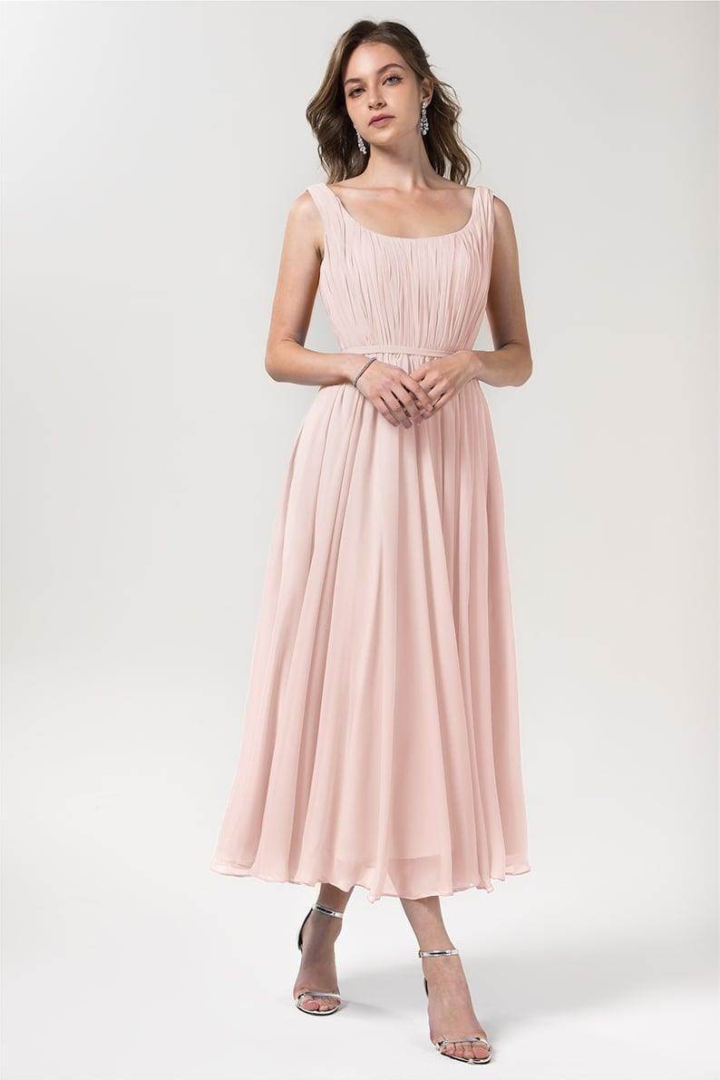 A-Line Tea Length Chiffon Bridesmaid Dress CB0555PS