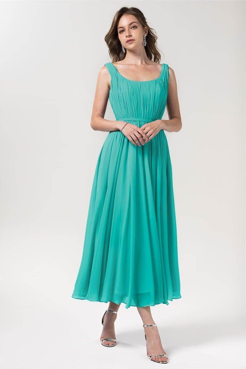 A-Line Tea Length Chiffon Bridesmaid Dress CB0555