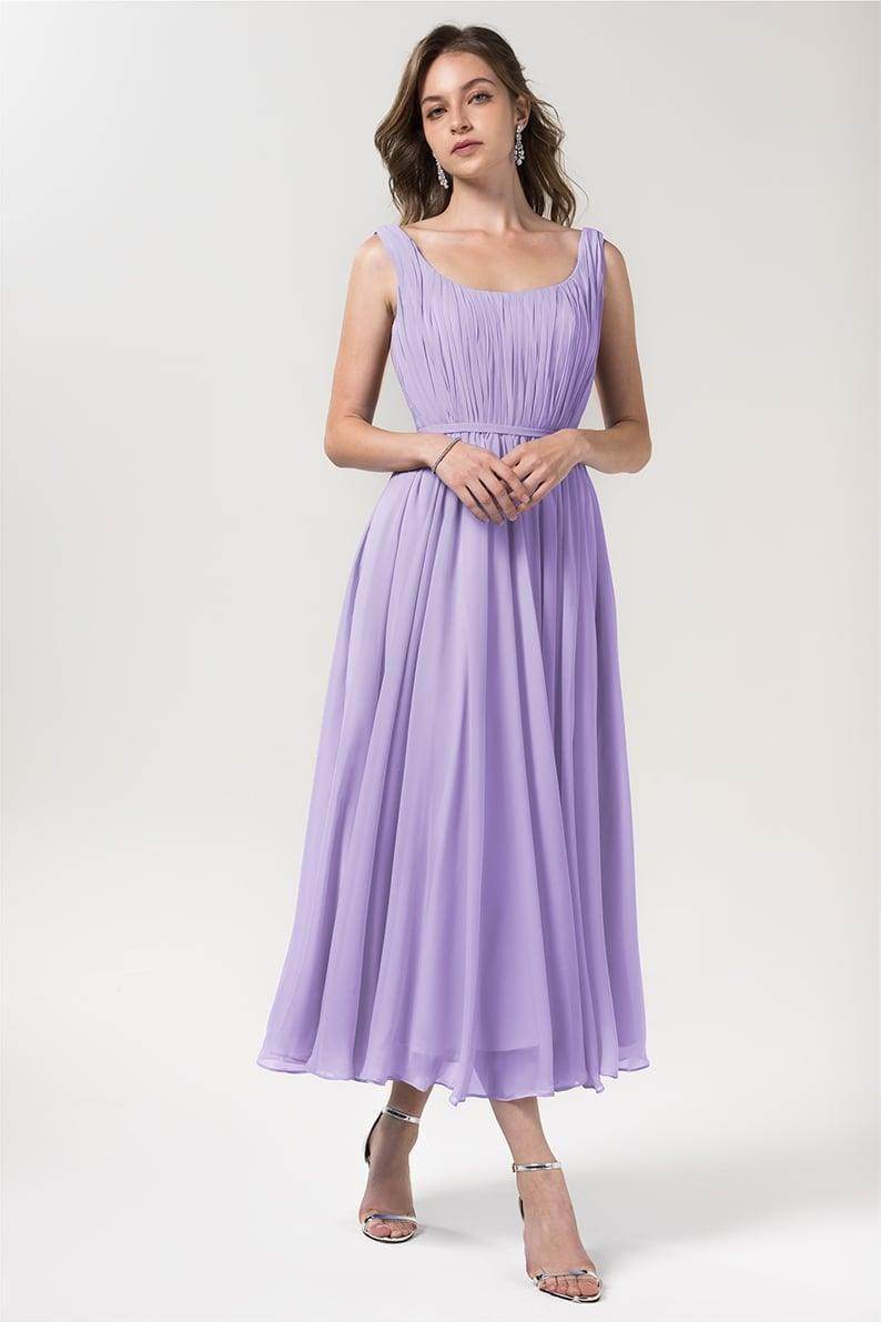A-Line Tea Length Chiffon Bridesmaid Dress CB0555PS