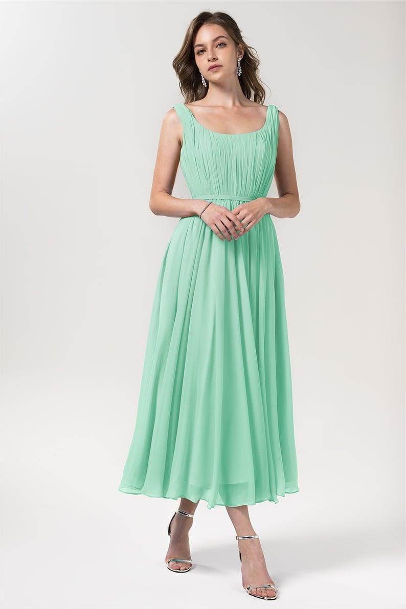 A-Line Tea Length Chiffon Bridesmaid Dress CB0555