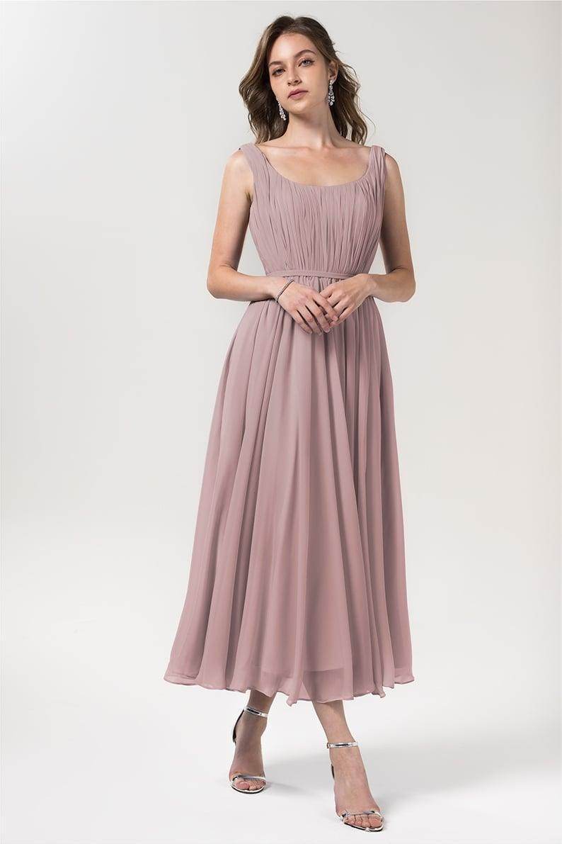 A-Line Tea Length Chiffon Bridesmaid Dress CB0555