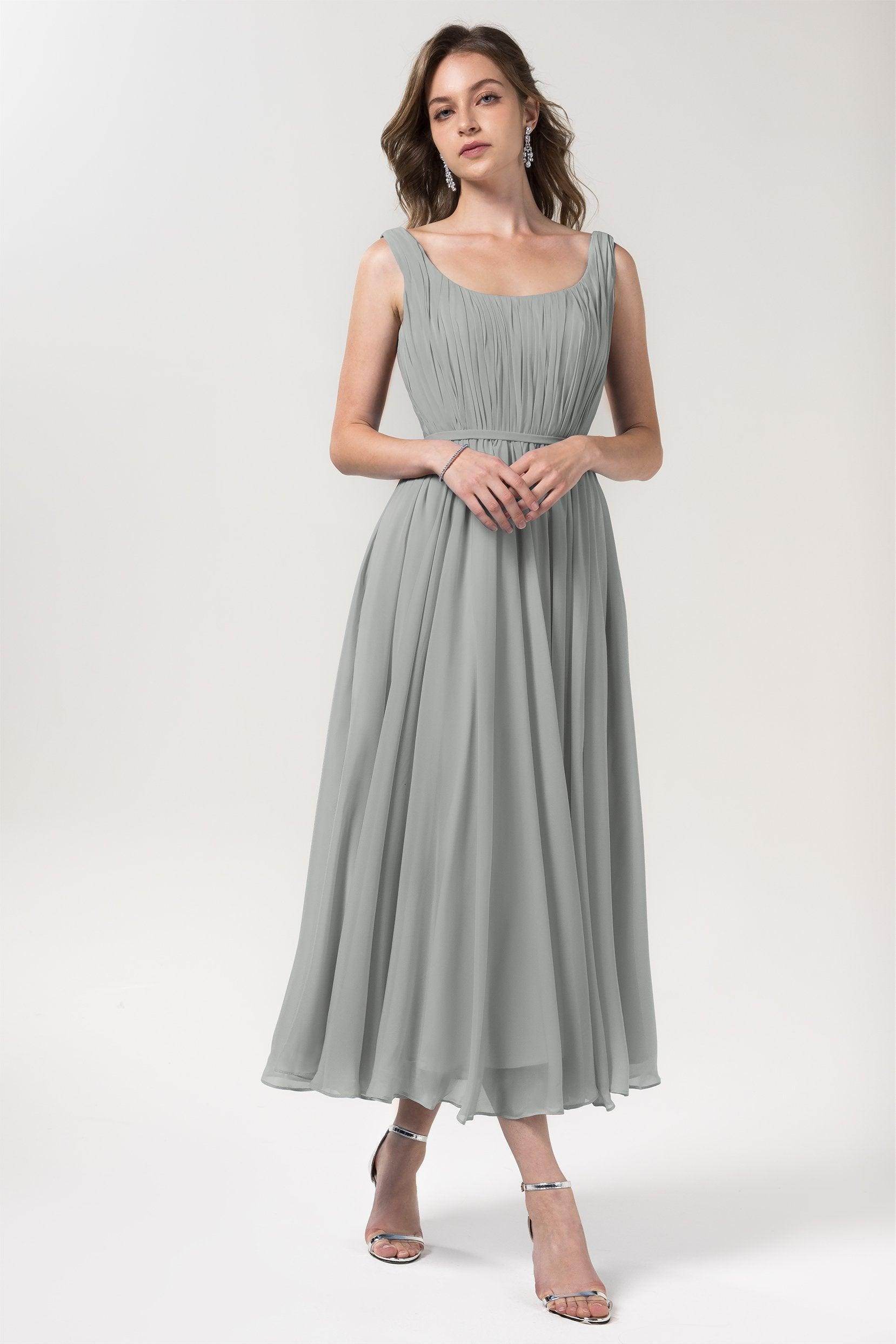 A-Line Tea Length Chiffon Bridesmaid Dress CB0555PS