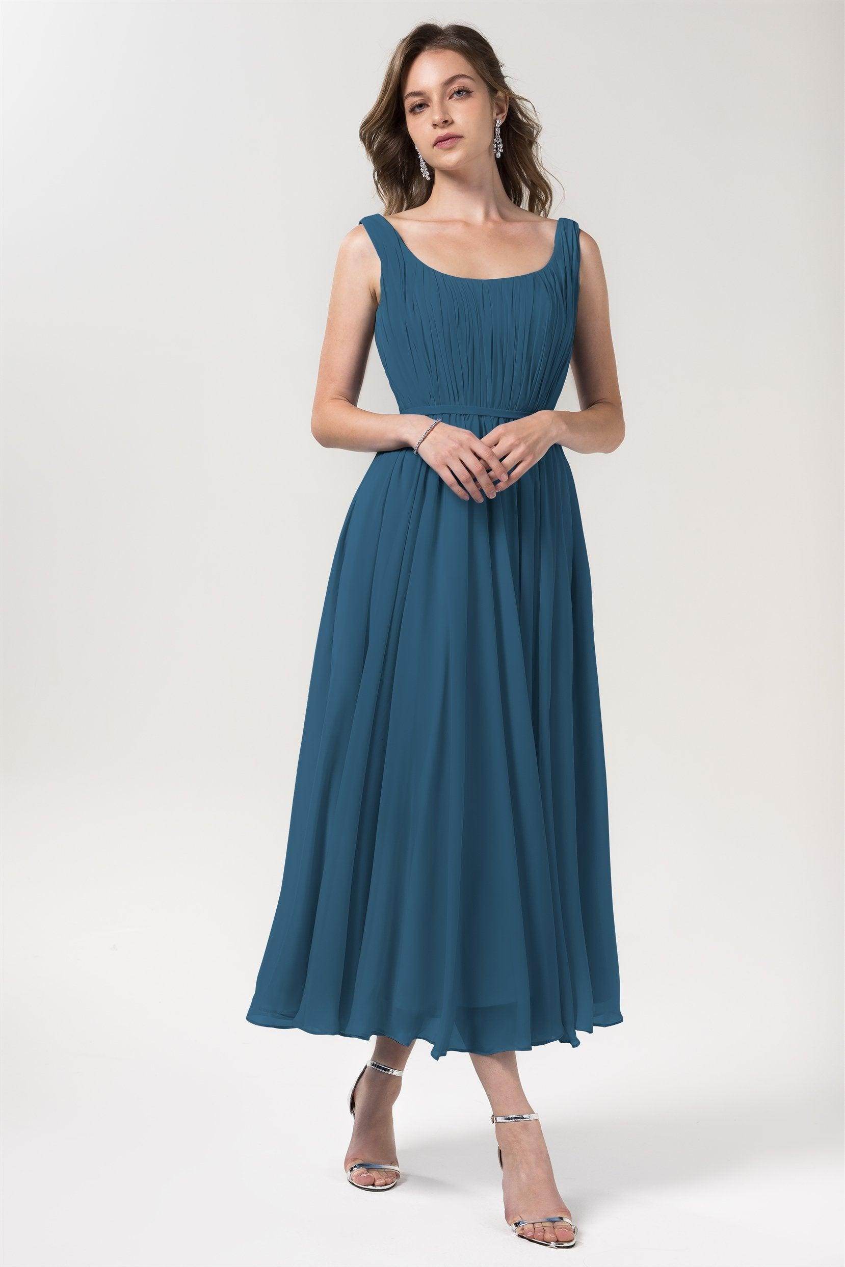 A-Line Tea Length Chiffon Bridesmaid Dress CB0555
