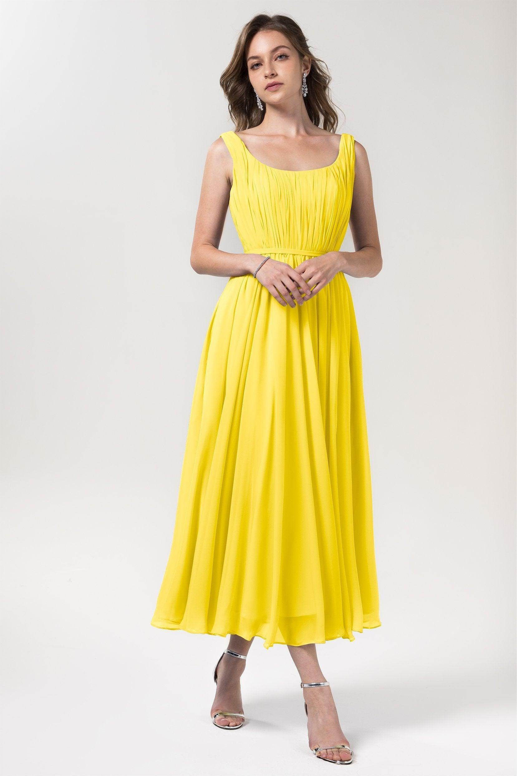 A-Line Tea Length Chiffon Bridesmaid Dress CB0555PS