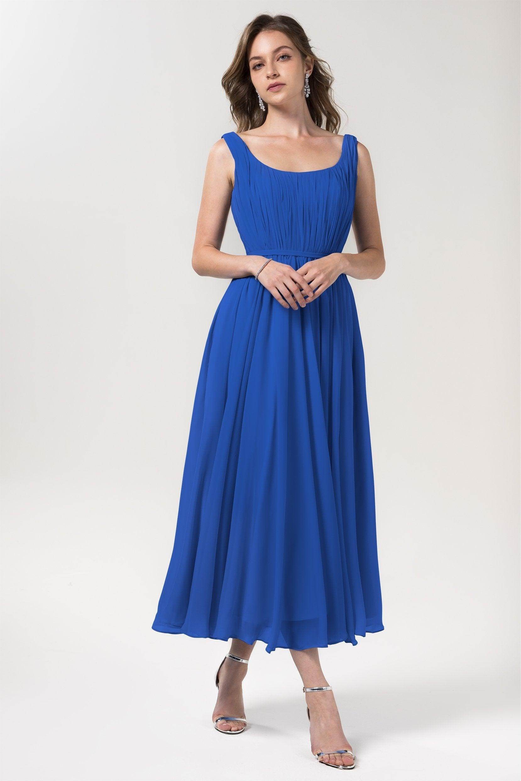 A-Line Tea Length Chiffon Bridesmaid Dress CB0555PS