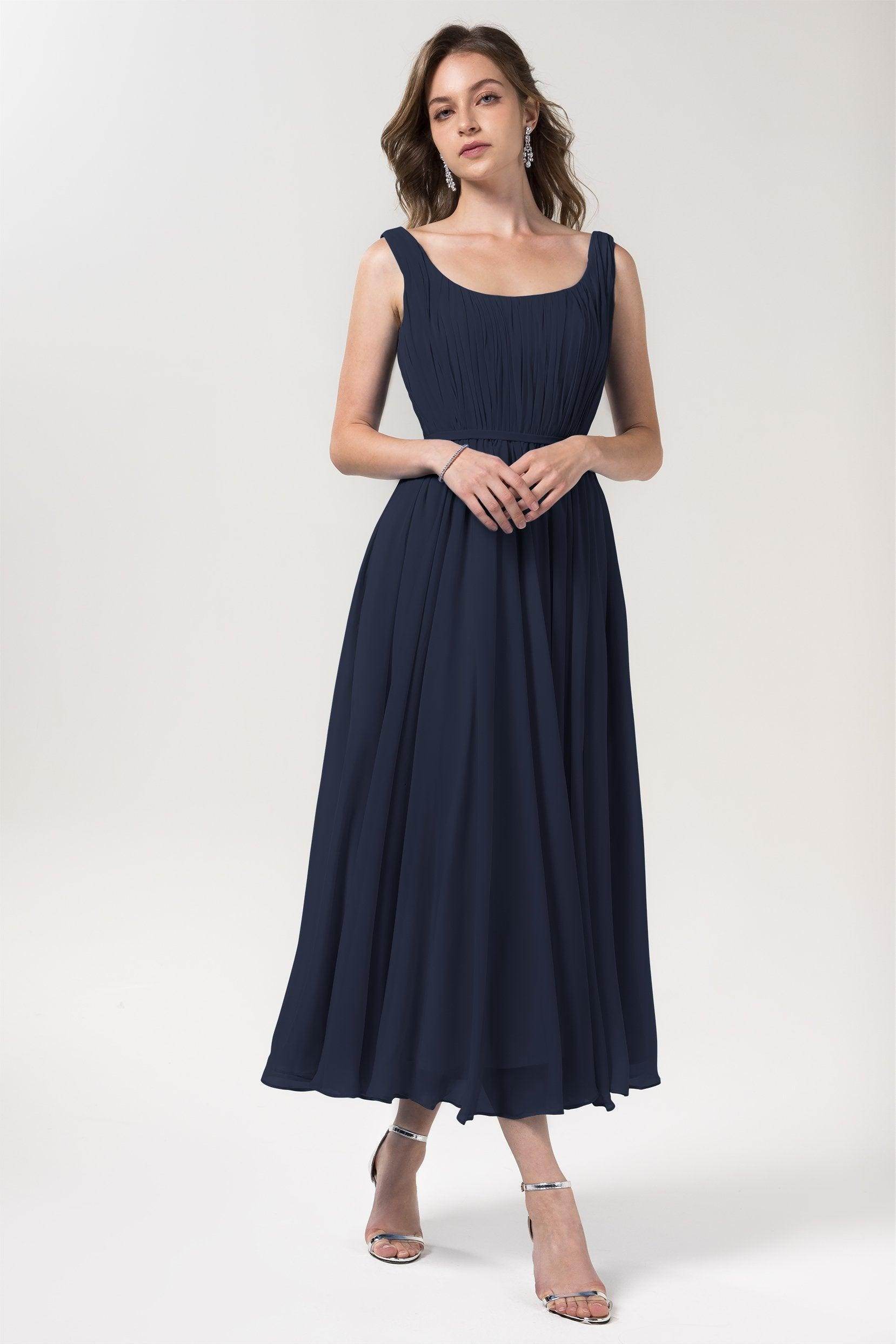 A-Line Tea Length Chiffon Bridesmaid Dress CB0555PS