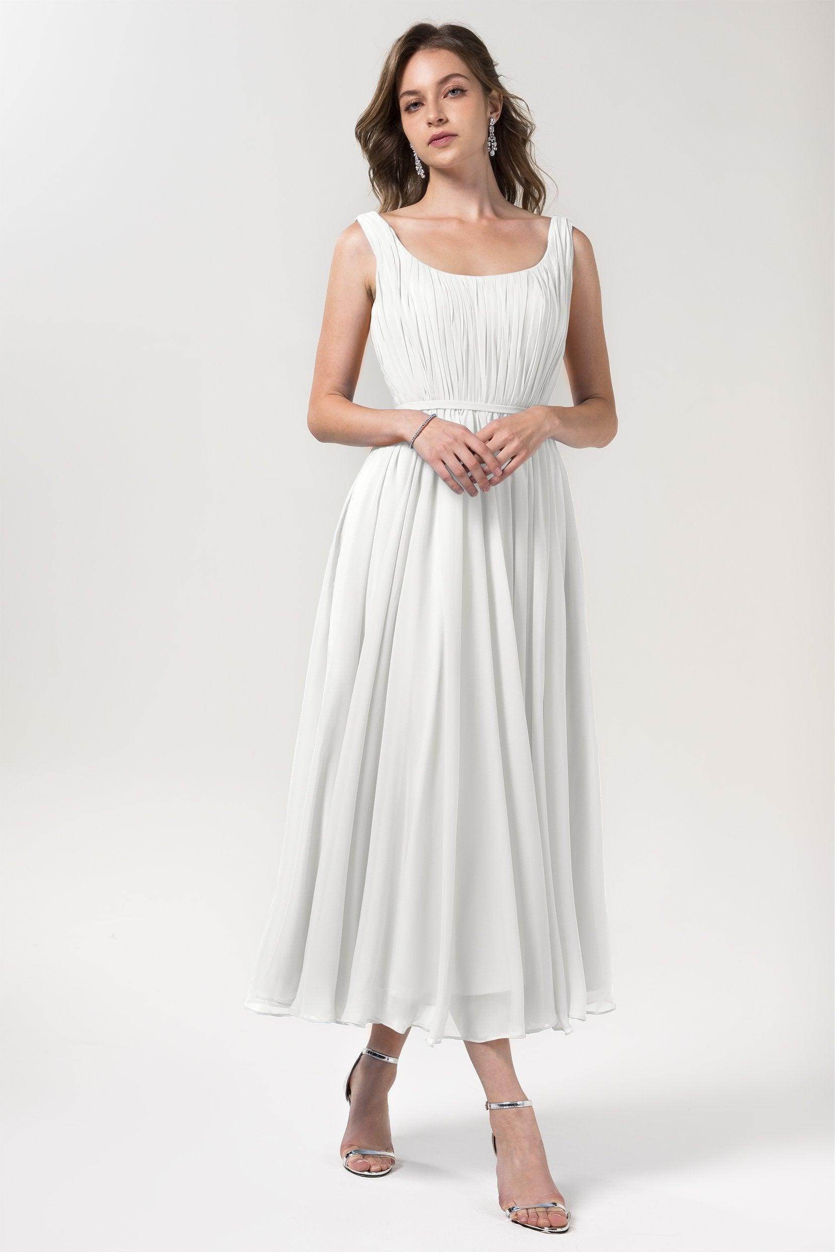 A-Line Tea Length Chiffon Bridesmaid Dress CB0555PS