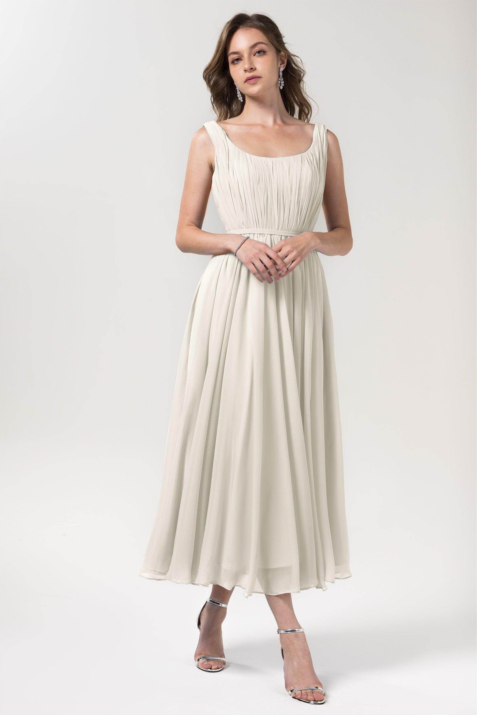 A-Line Tea Length Chiffon Bridesmaid Dress CB0555PS
