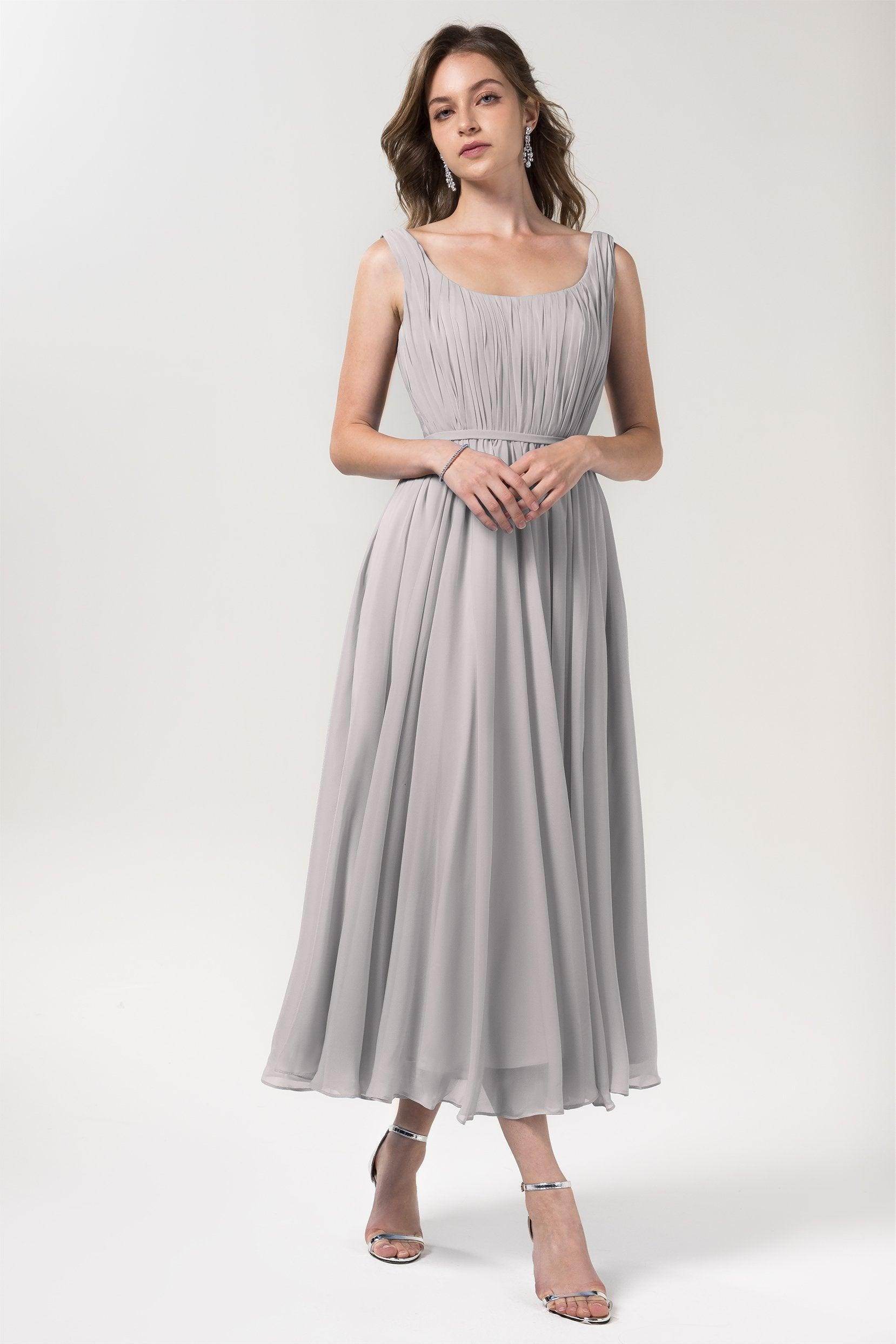 A-Line Tea Length Chiffon Bridesmaid Dress CB0555PS