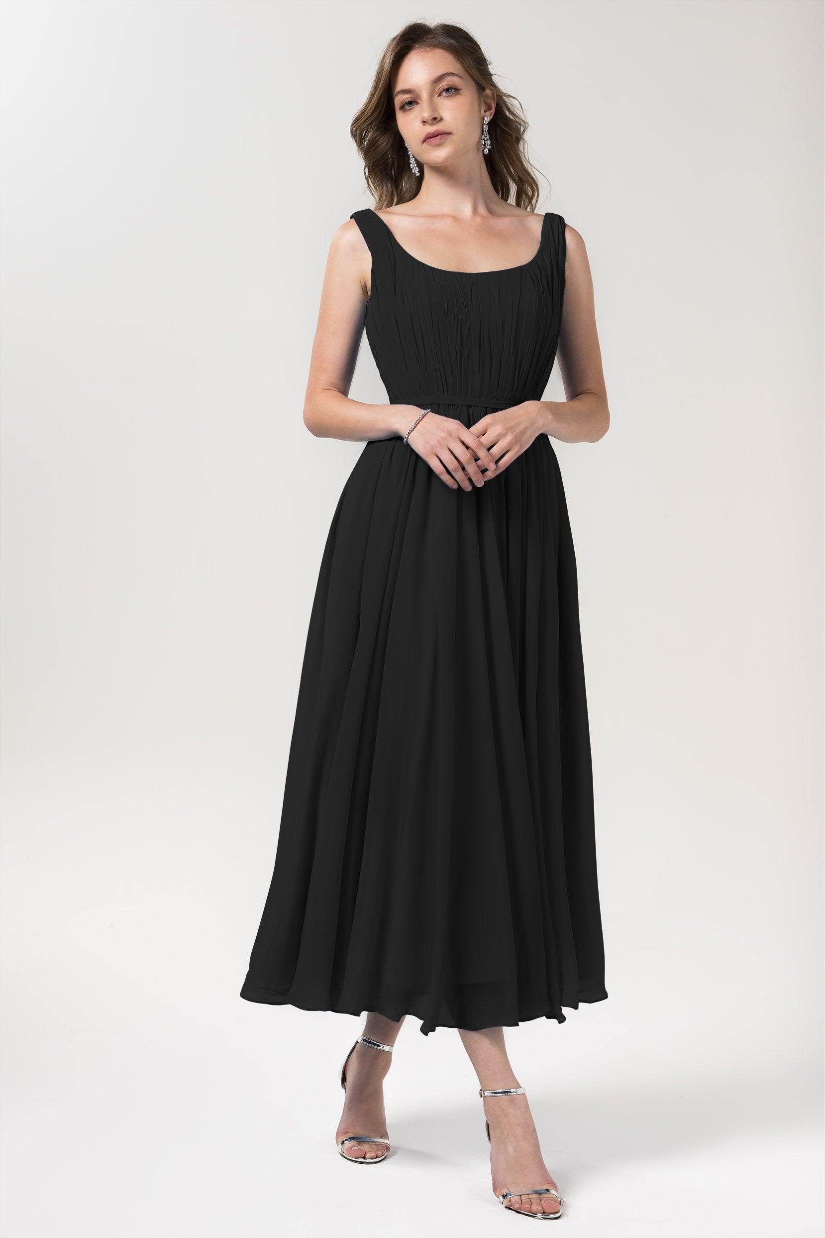 A-Line Tea Length Chiffon Bridesmaid Dress CB0555