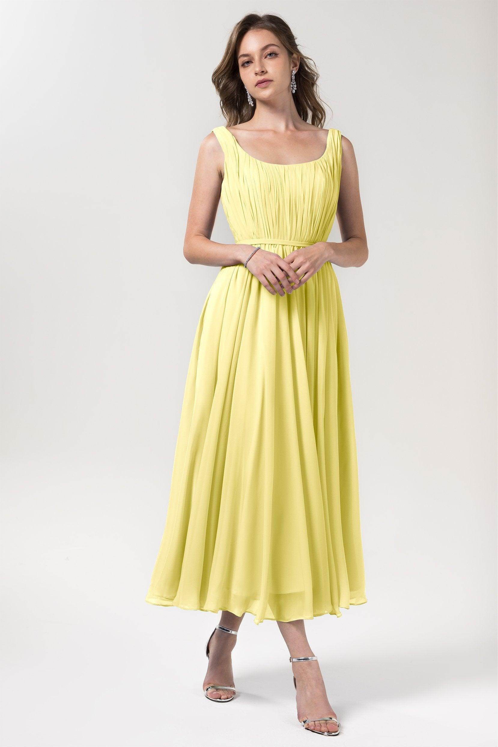 A-Line Tea Length Chiffon Bridesmaid Dress CB0555PS