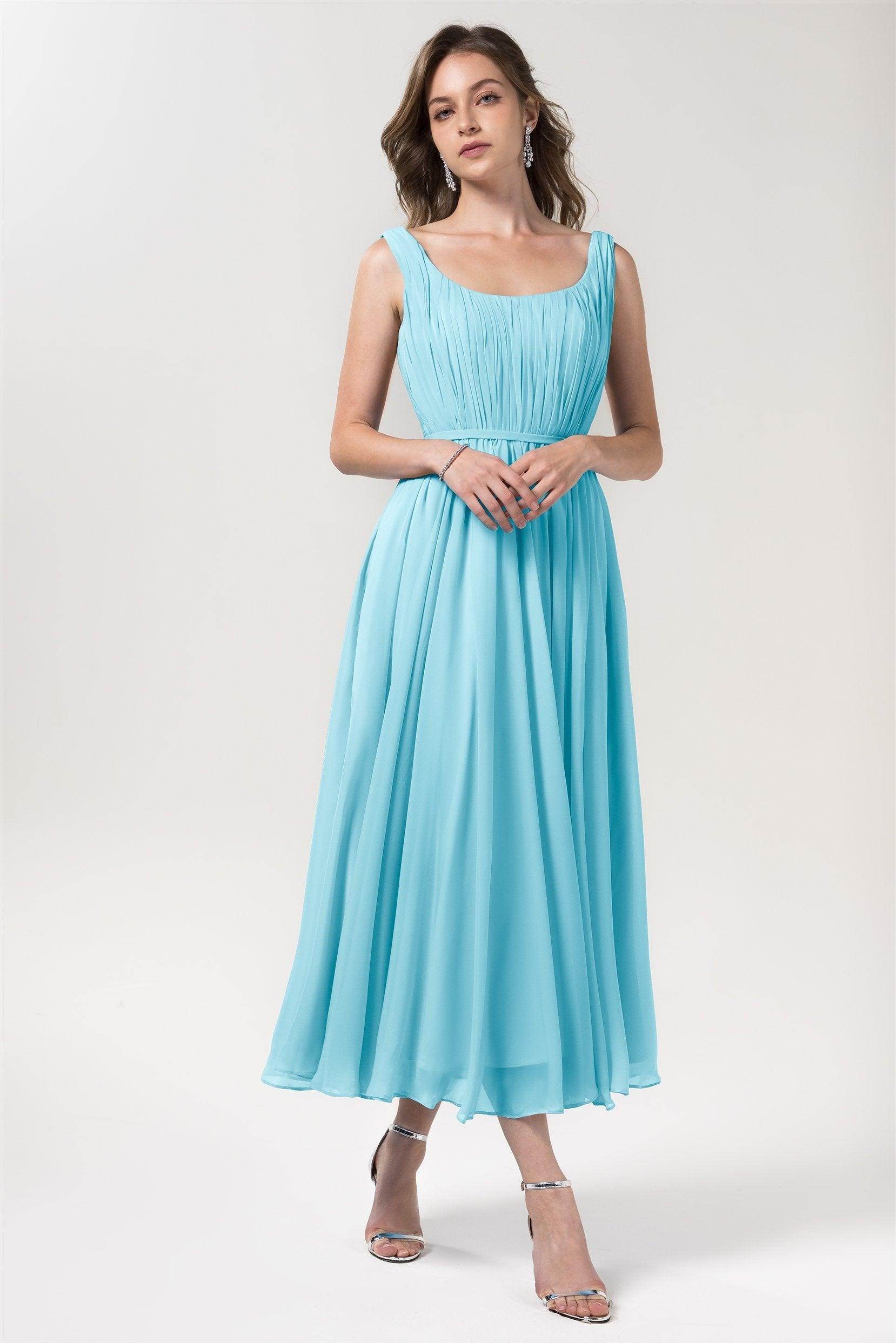 A-Line Tea Length Chiffon Bridesmaid Dress CB0555PS