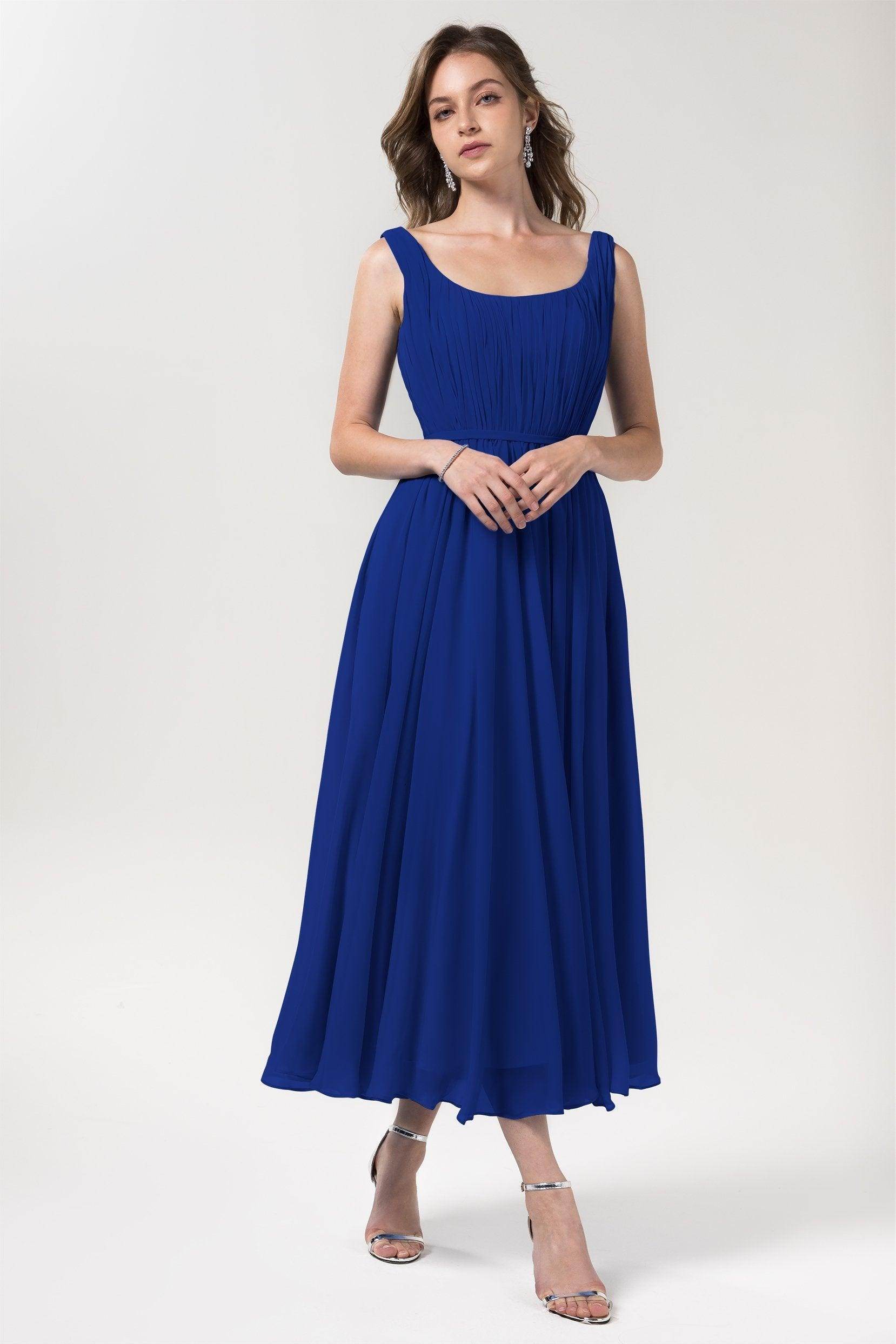 A-Line Tea Length Chiffon Bridesmaid Dress CB0555PS