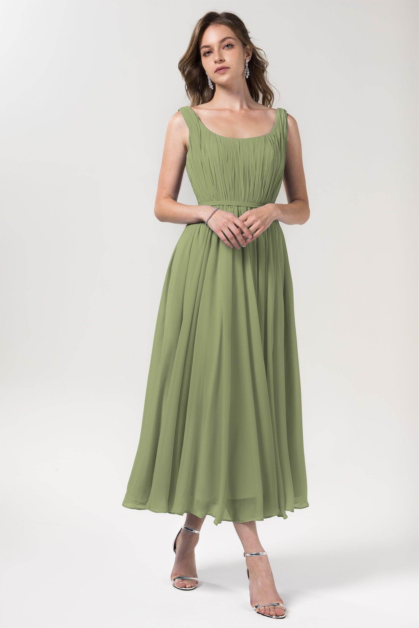 A-Line Tea Length Chiffon Bridesmaid Dress CB0555