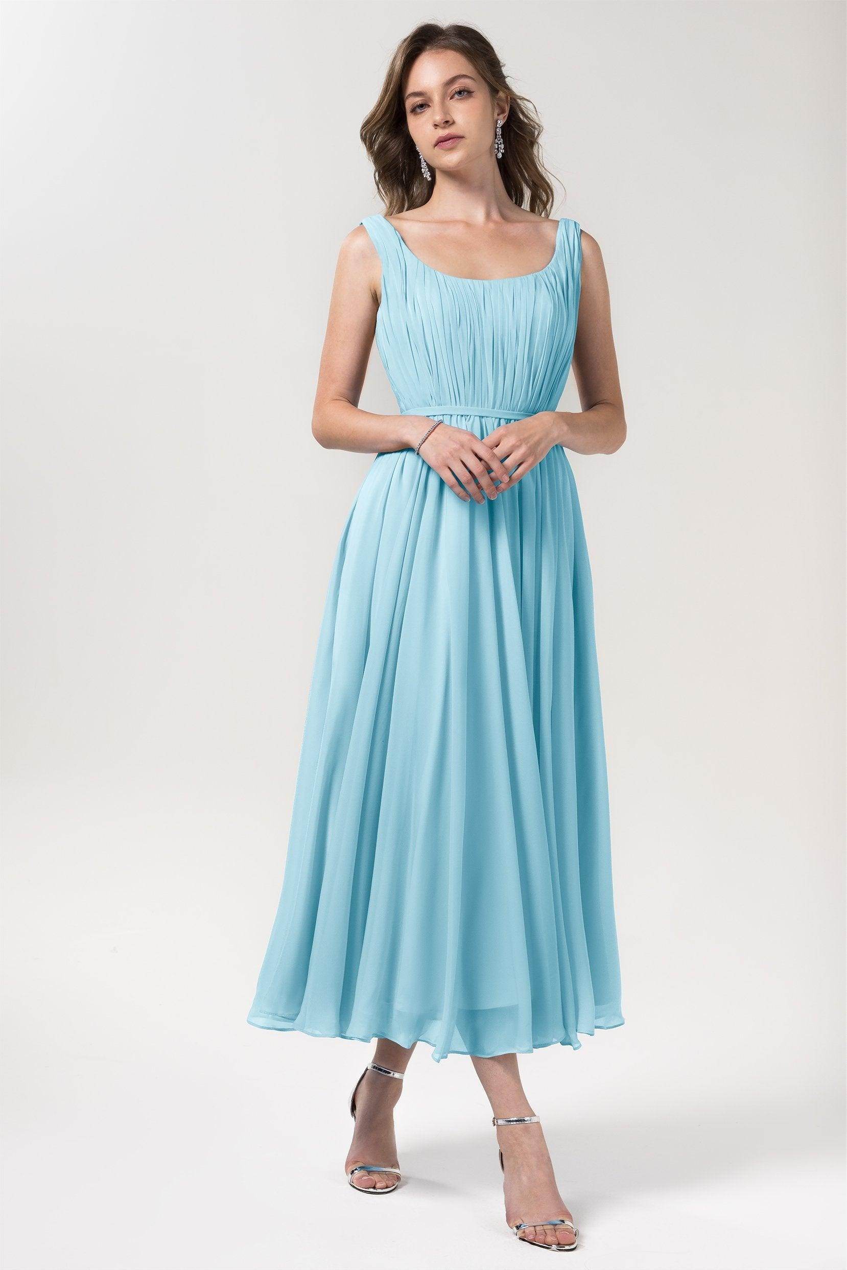 A-Line Tea Length Chiffon Bridesmaid Dress CB0555