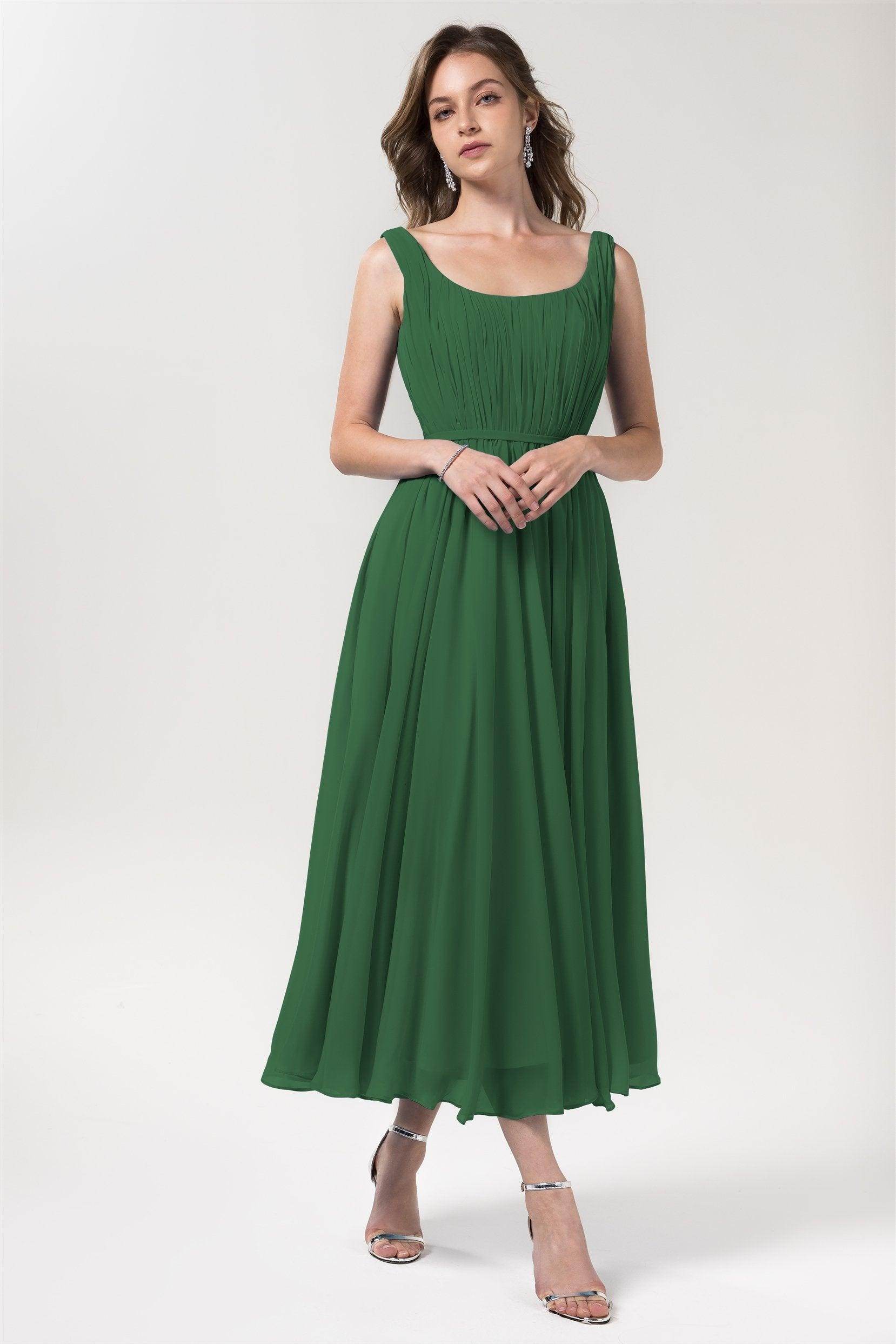 A-Line Tea Length Chiffon Bridesmaid Dress CB0555PS