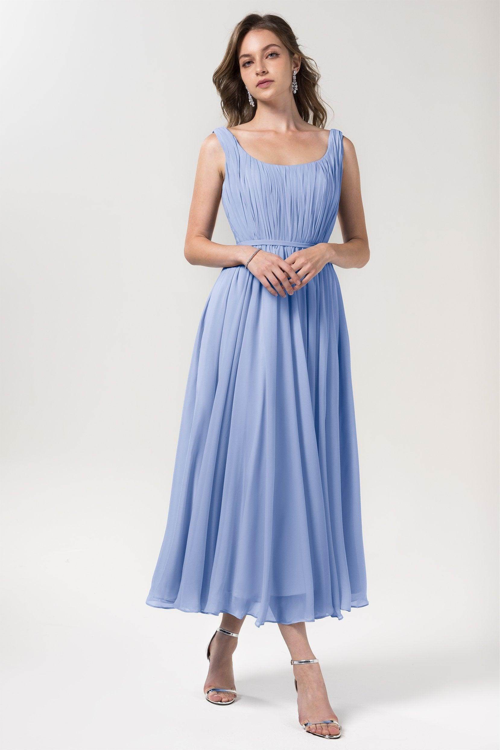 A-Line Tea Length Chiffon Bridesmaid Dress CB0555