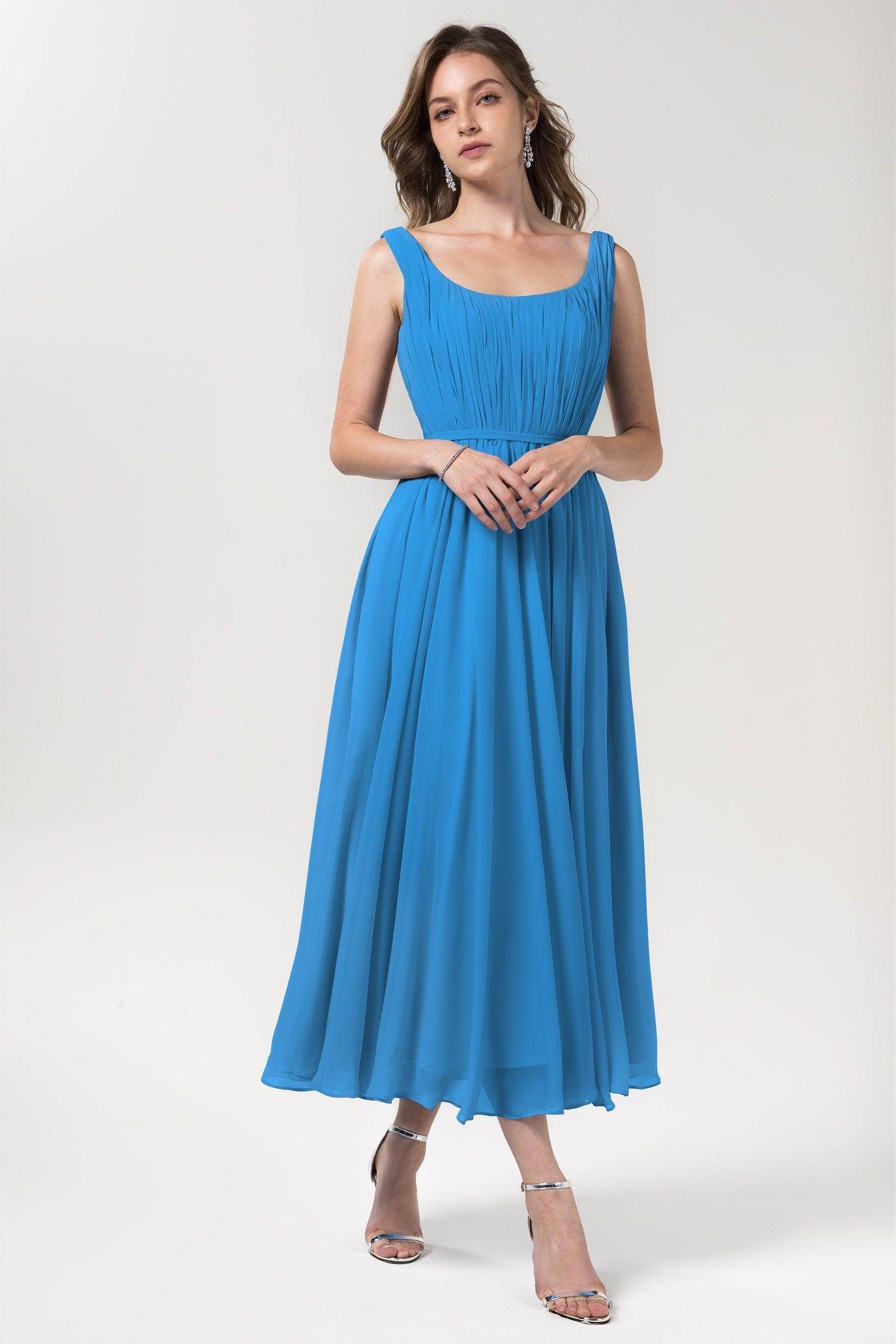 A-Line Tea Length Chiffon Bridesmaid Dress CB0555PS